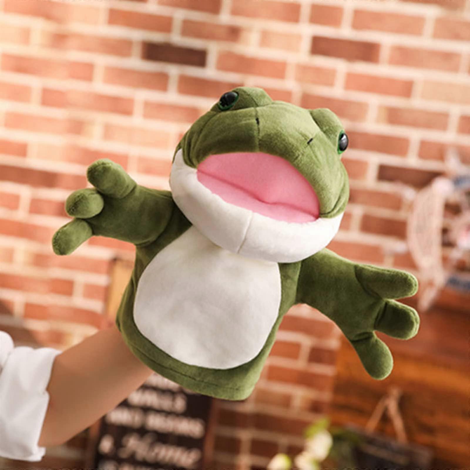 Frog Plush Hand Puppet 9.84 Inch Green Soft Toy for Kids Parent-Child Interaction Educational Role-Playing Christmas Gift