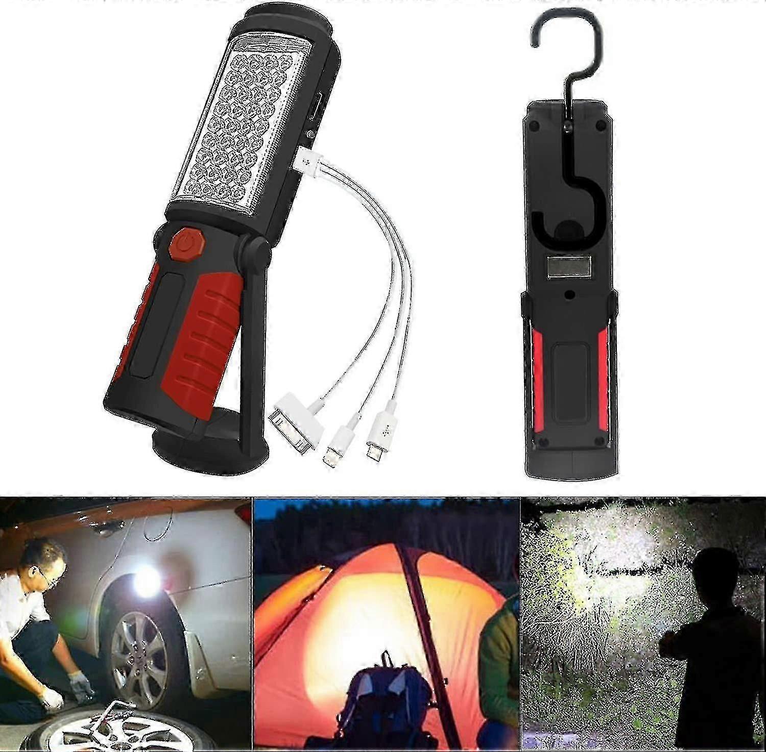 Inspection Lamp Rechargeable Led Lamp, Rechargeable Led Work Lamp With Magnetic Led Torches Lamp Inspection Lamp(red) Yanlieso