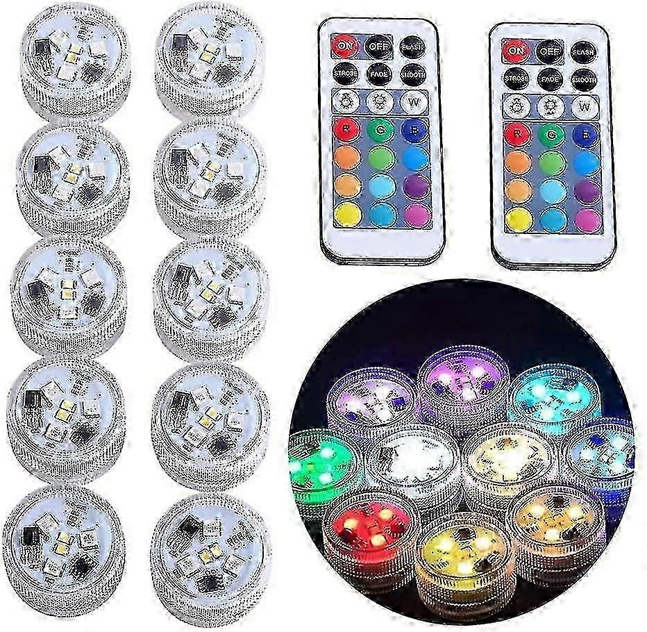 10pcs Submersible Led Lights Tea Lights Candle, Rgbw Color Changing With Remote