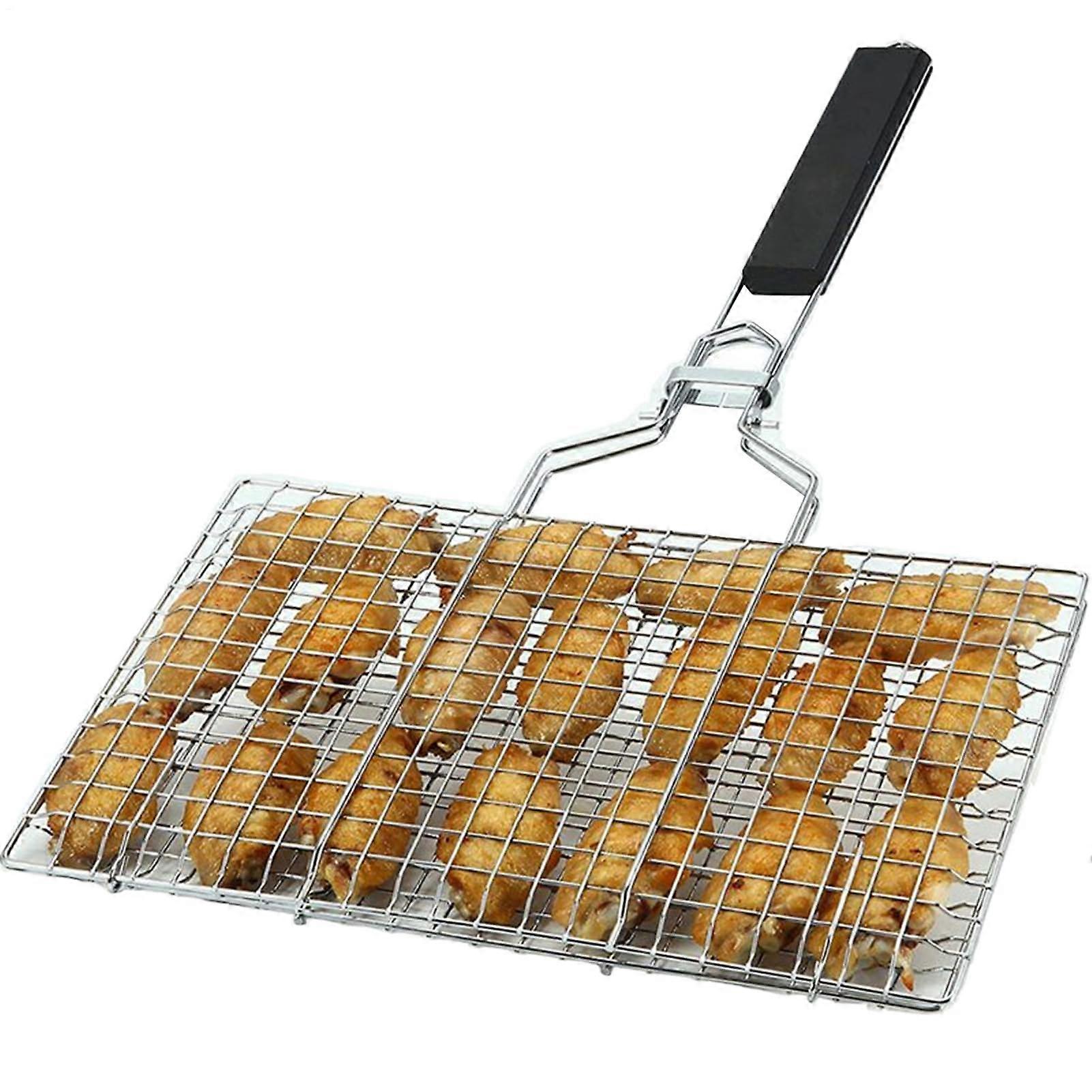 Grill Basket, Stainless Steel Folding Grilling Tools, HeatResistant Handle Ref: 7916