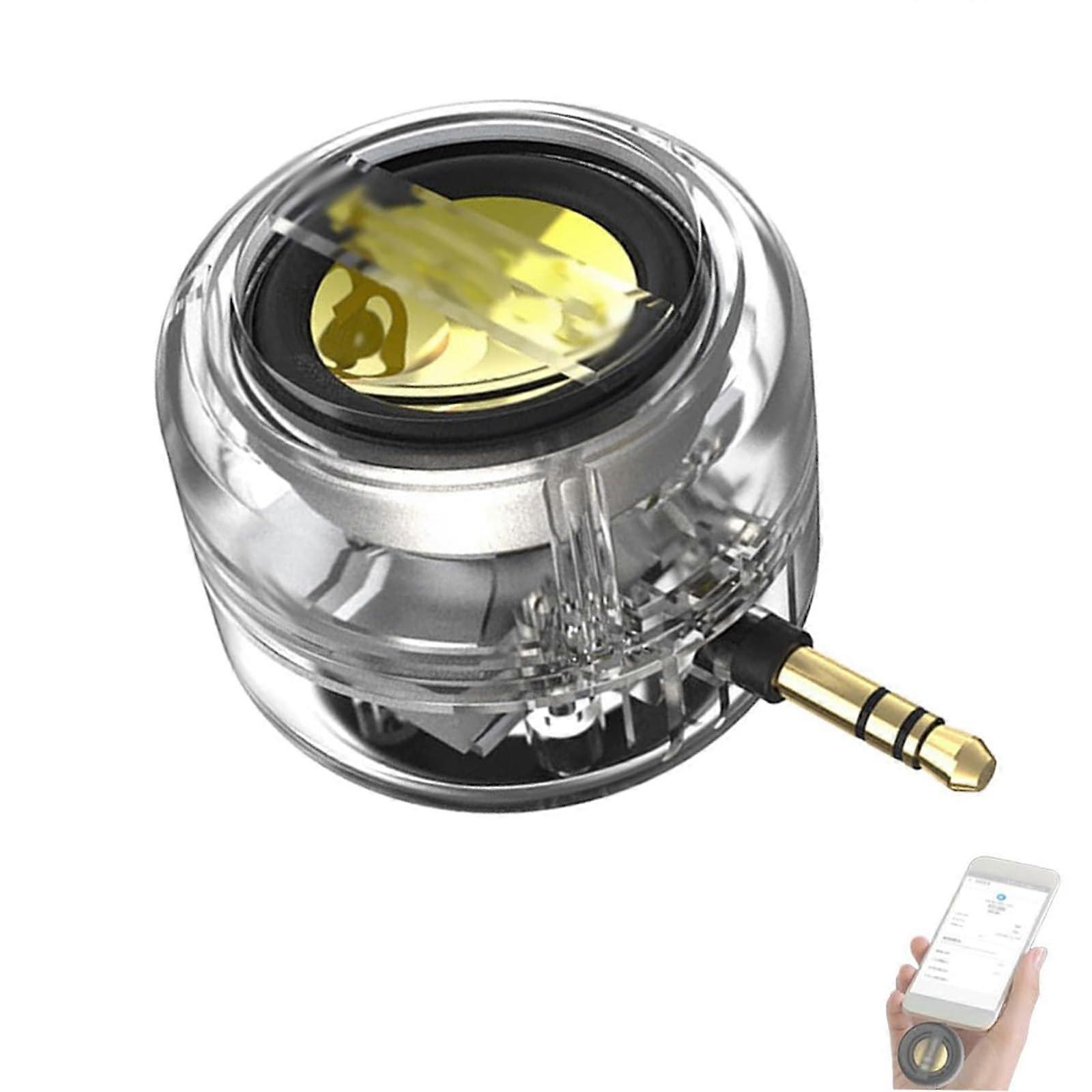 Mini Portable 5X Speaker Amplifier - Compact Transparent Sound Booster for Smartphones and Tablets, 3.5mm Compatibility