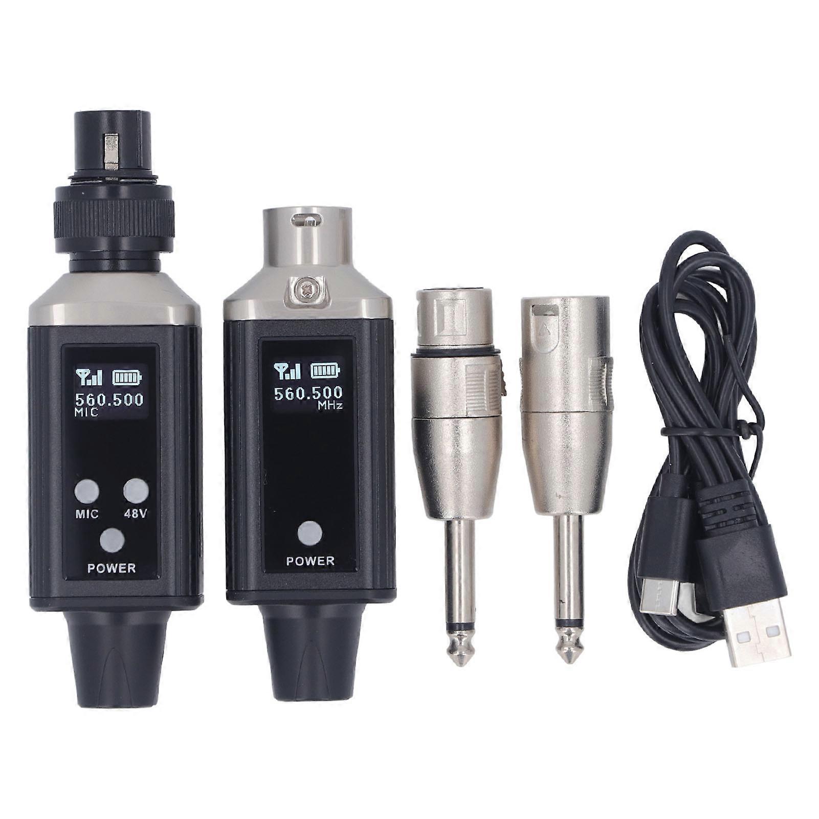 Professional Wireless Microphone System with Automatic Connection, Wireless Mic Transmitter and Receiver Adapter for Clear Audio Transmission