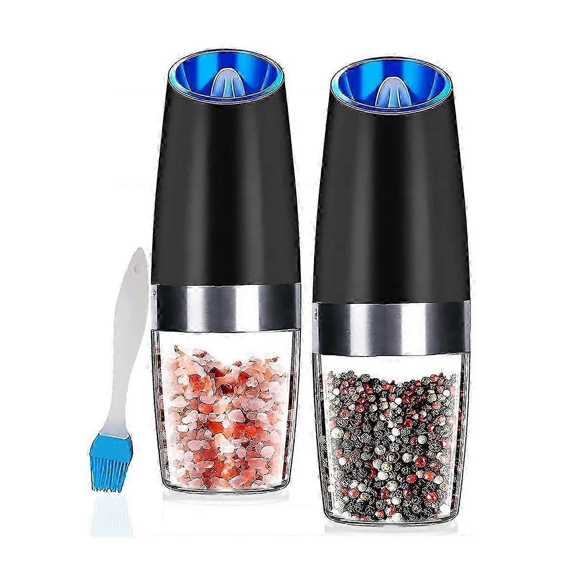 Electric Salt and Pepper Mill Set, Automatic Gravity Sensor Spice Mills, Salt Mill with LED Light
