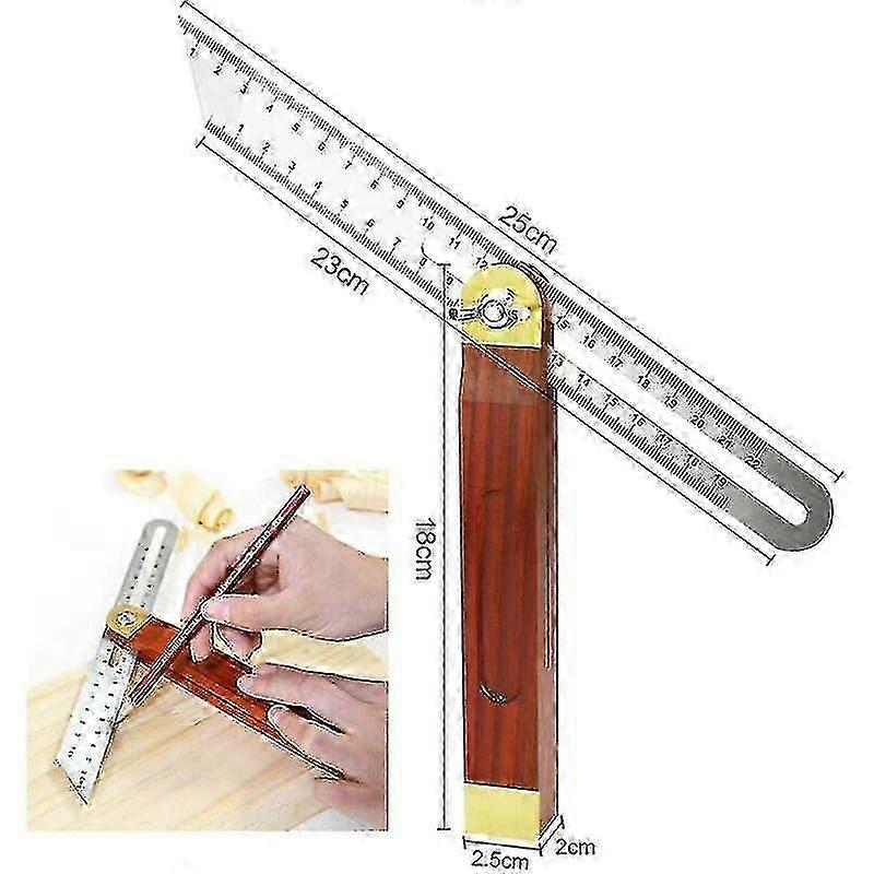 Durable Stainless Steel and Wood Carpenter Bevel with 200mm Handle, 0 To 360 Degrees, Double-Sided Ladder Square Ideal for Engineers and Dra
