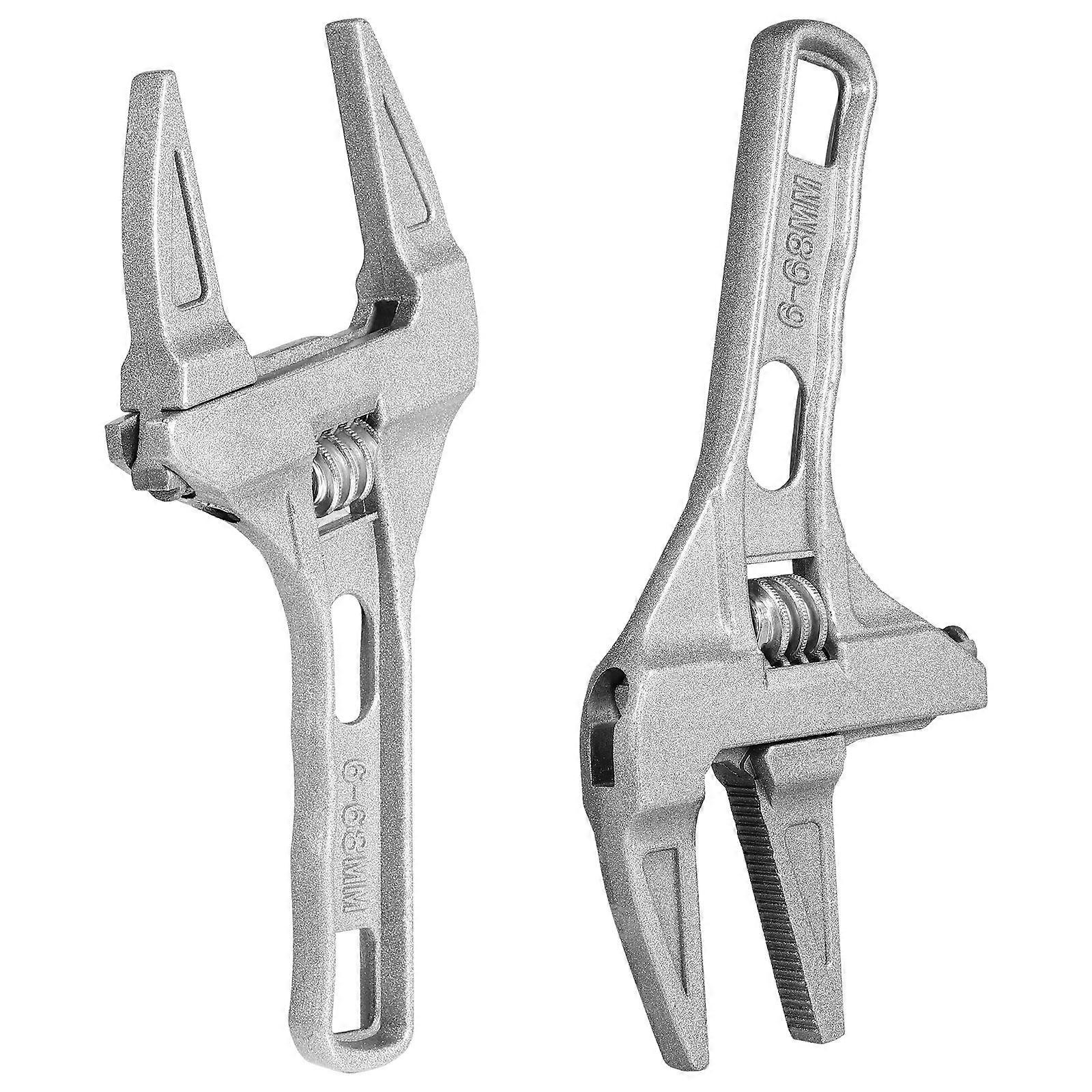 2pcs Versatile Large Opening Short Handle Adjustable Wrench Movable Spanner