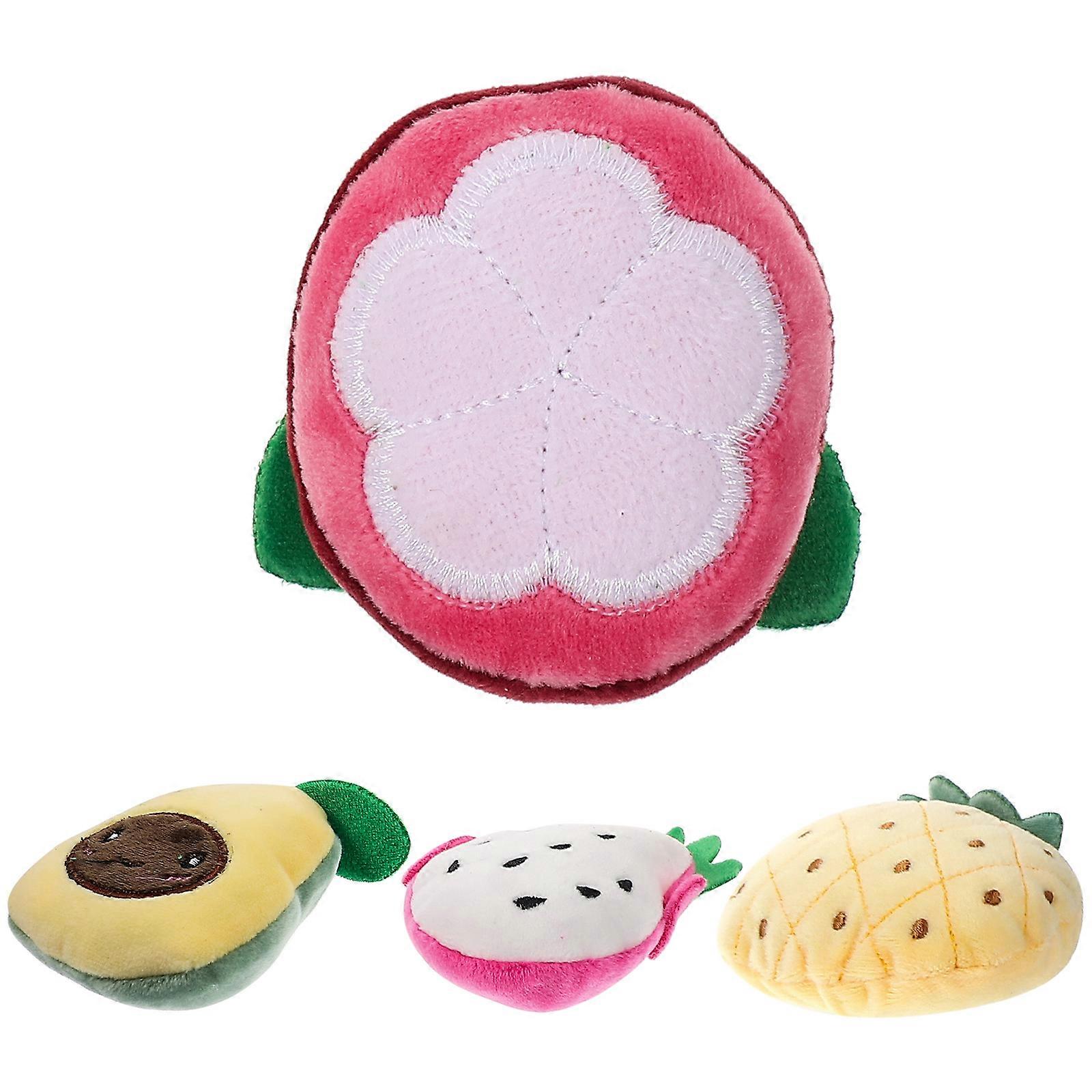 Chew Toy for Cats Plush Toy for Cat Owners Relieve Teething Discomfort Pitaya 9x8cm 4Pcs