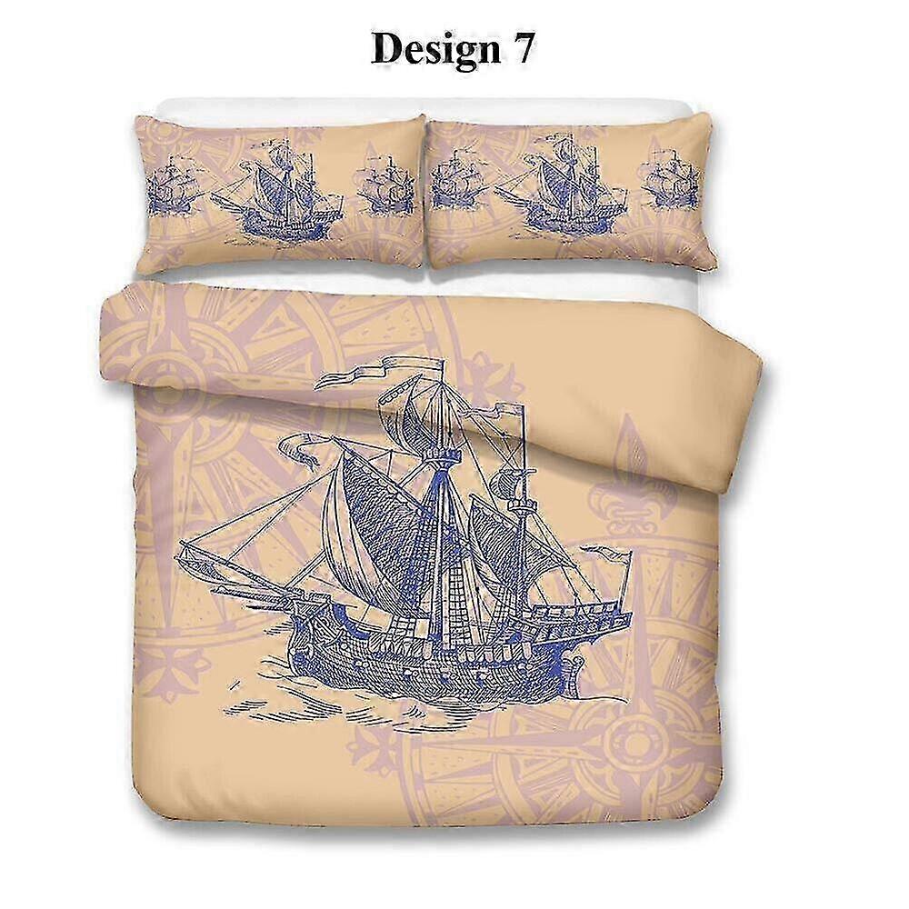Conjunto de Lençóis de Cama de Navio Náutico com Leme e Capa de Duvet para Decoração de Quarto - Presente de Natal para Qualquer Marca Conjunto de Cama