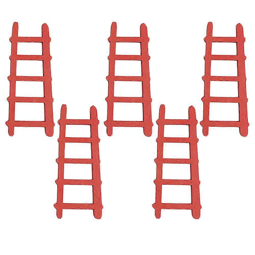 Little Rag Doll House Ladder for Decoration Made of Synthetic Material Red Color 5 Pieces