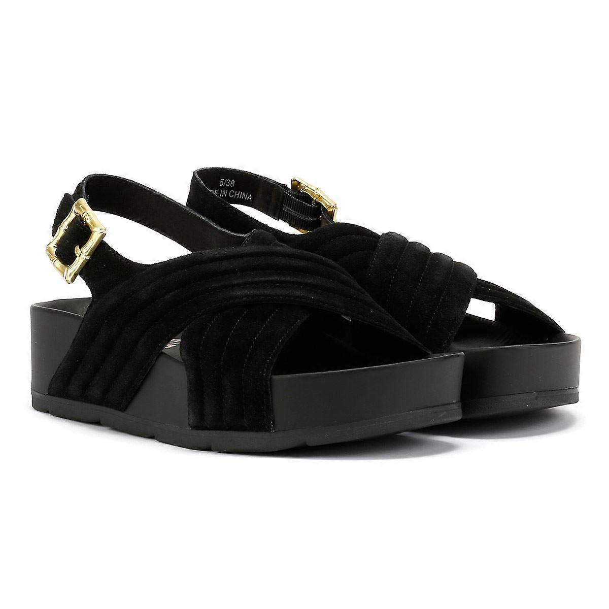 Desert Fleur Sparks Suede Women's Black Sandals