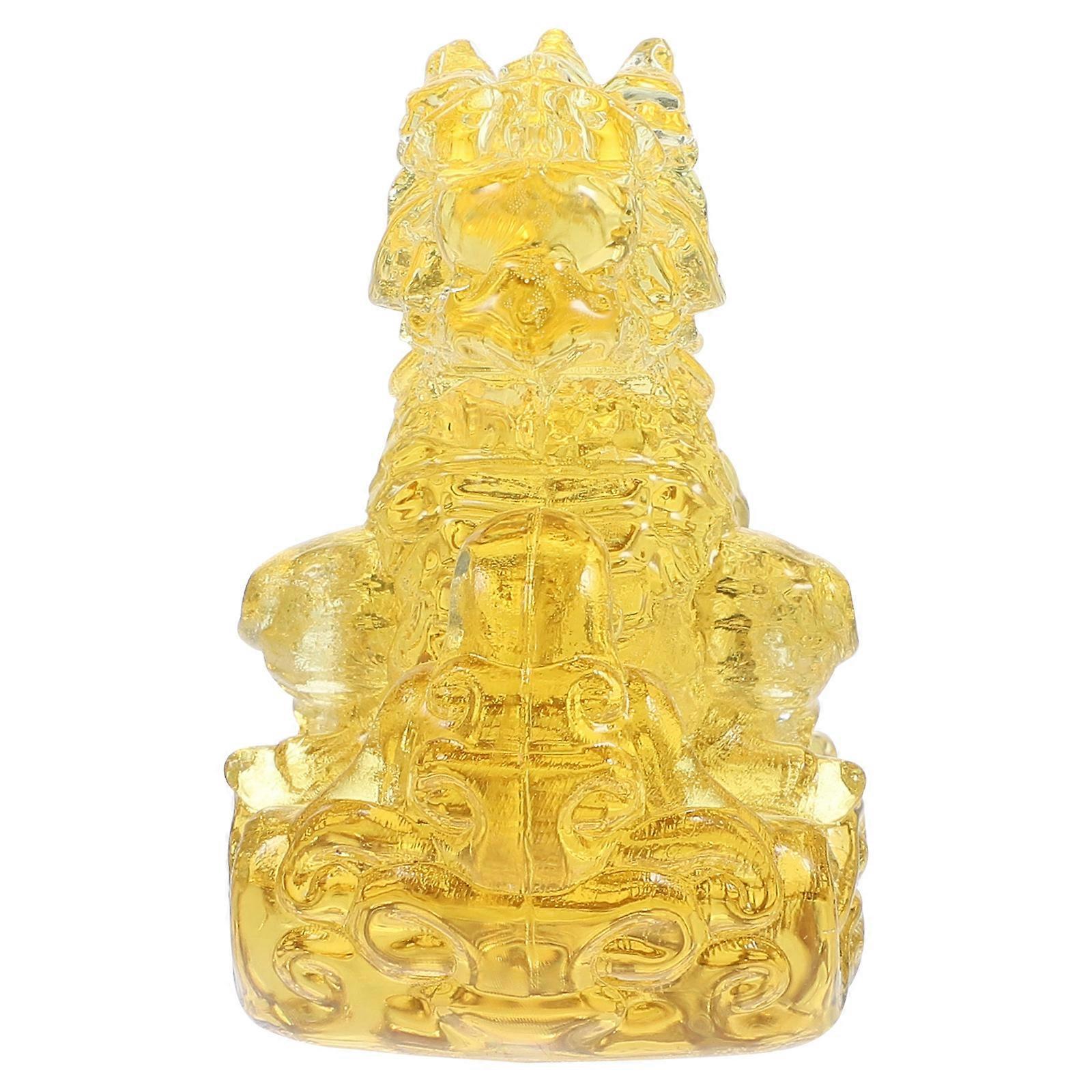 Desk Decor Yellow Smooth Touch Glass Dragon Statue for Decor