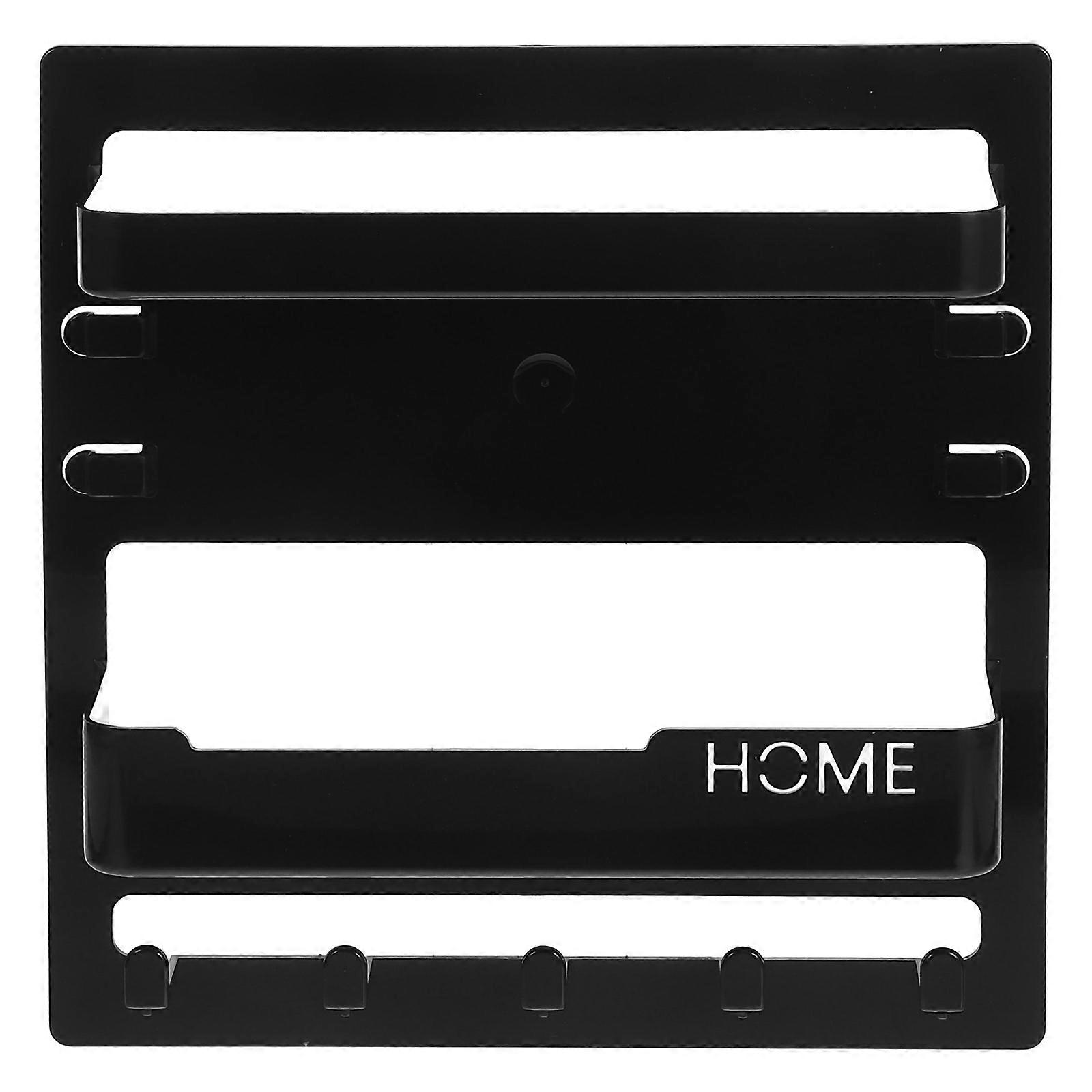 Wall Mounted Key Holder Organizer with Mail Shelf, Decorative Hanger for Keys, Coats, Remotes, Easy Adhesive Installation, Space Saving Design for