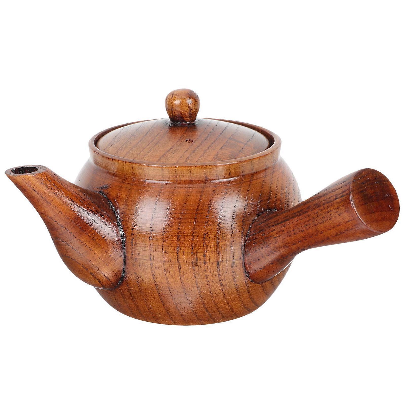 Insulated Wooden Tea Pot with Stainless Steel Strainer for Loose Leaf Tea, Comfortable Handle for Home, Office, Restaurant Use