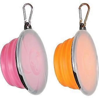 2er-Pack Hundenäpfe Faltbarer Reisenapf Auslaufsicherer Hundenapf mit Deckel und Haken Tragbarer Silikon-Trinknapf für Katzen, Hunde, Wandern und Camping (450ML oder