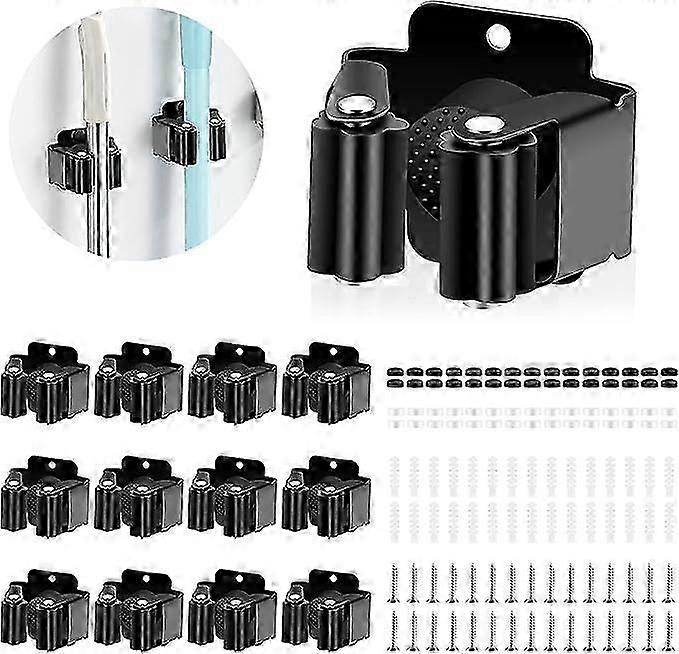 12-Pack Broom Holders for Wall Mount - Garage Home Kitchen