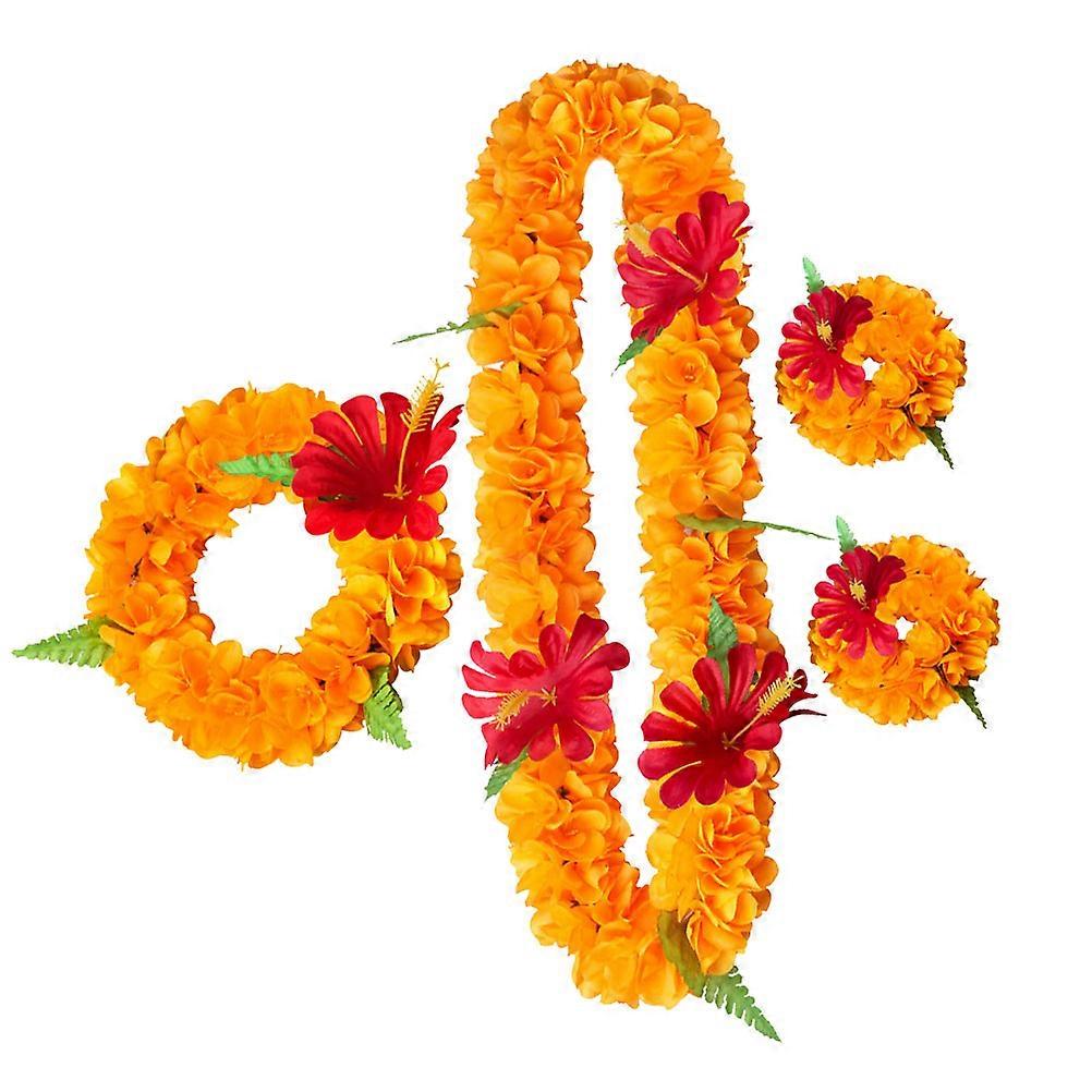 Hawaiian Tropical Party Decorations Hawaiian Party Accessories Travel Wreath Shape For Adults 4Pcs