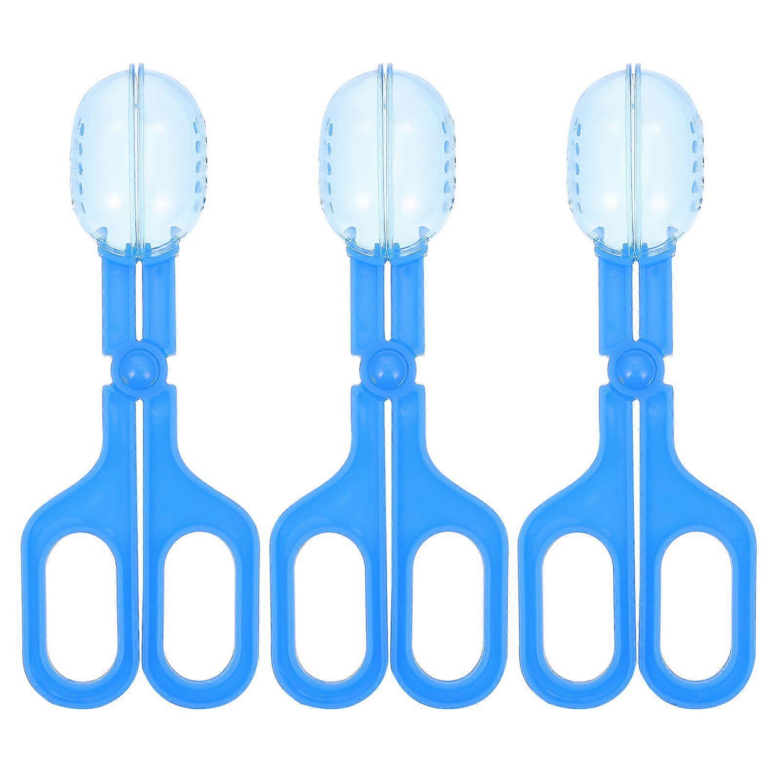 3pcs Portable Reptile Poop Clips Pet Toilet Trash Clamps Pet Supplies (Blue)