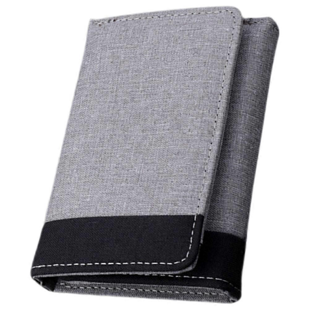 Durable Compact Canvas Card Pouch for Men – Stylish Folding Wallet with Multiple Compartments for Business Cards and Cash – Grey