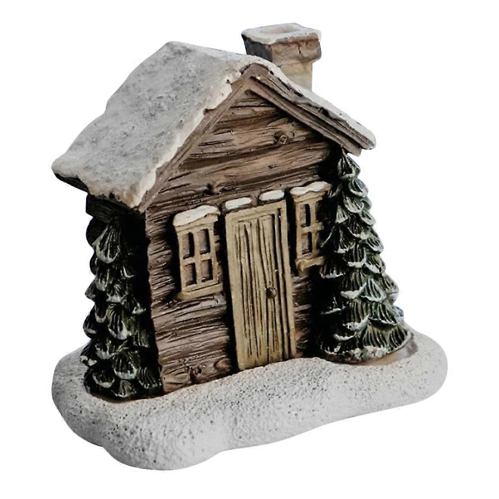 Dark Brown Log Cabin Incense Cone Burner Winter Theme Home Decor 1Pack