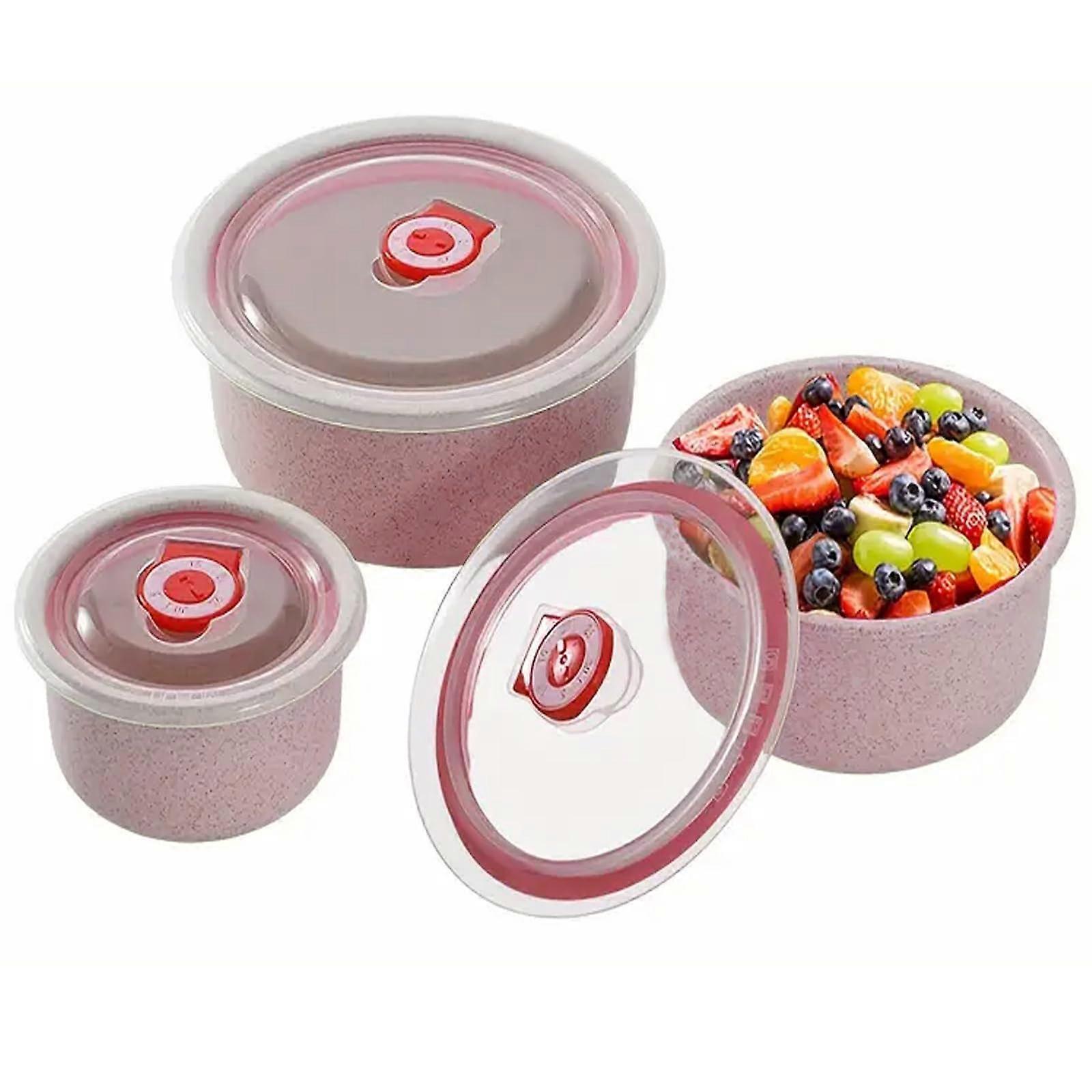 Set of 3 Food Storage Containers, Airtight, BPAFree, Microwave, Pink