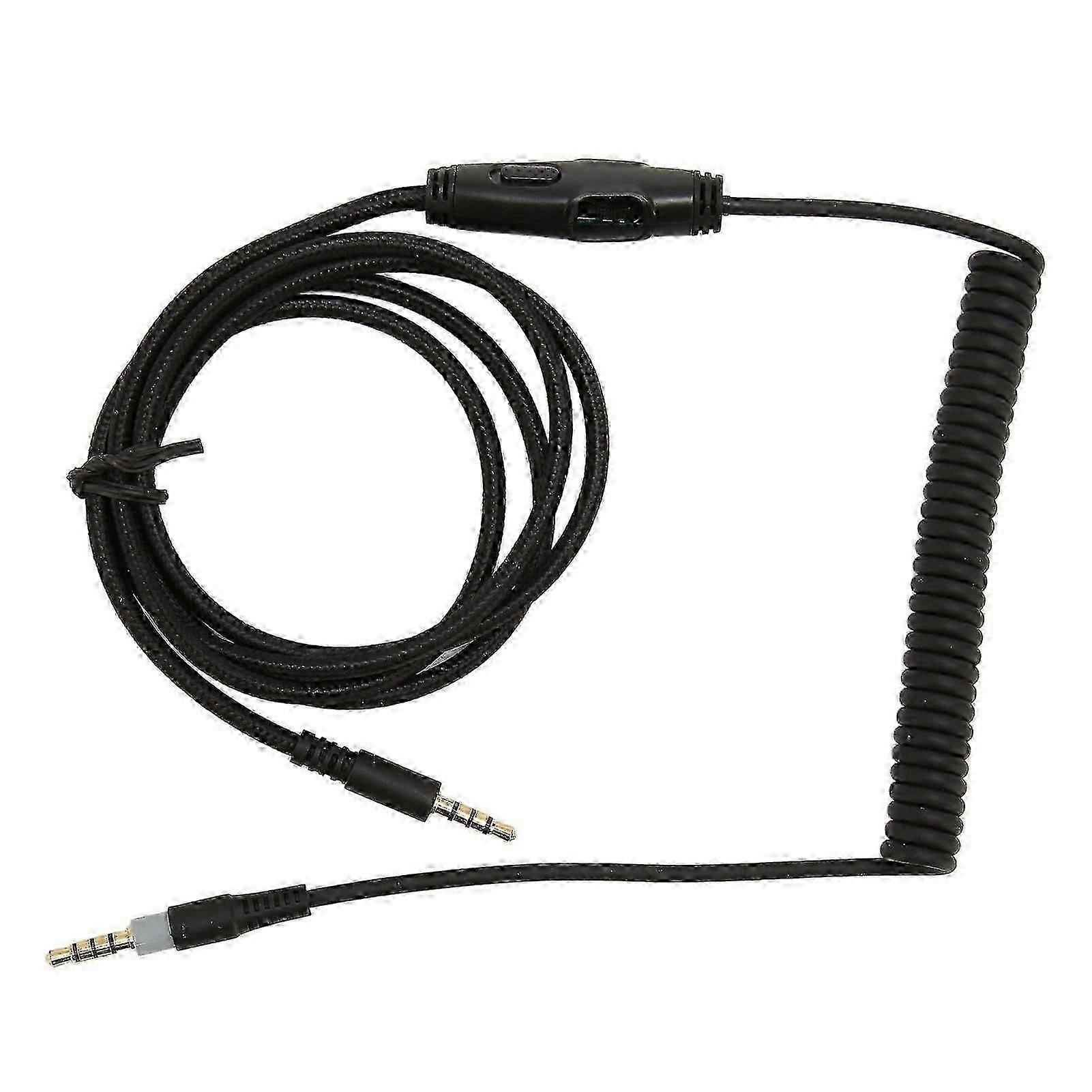 Coiled Headphone Cable Replacement Headset Sound Cord with Volume Key for