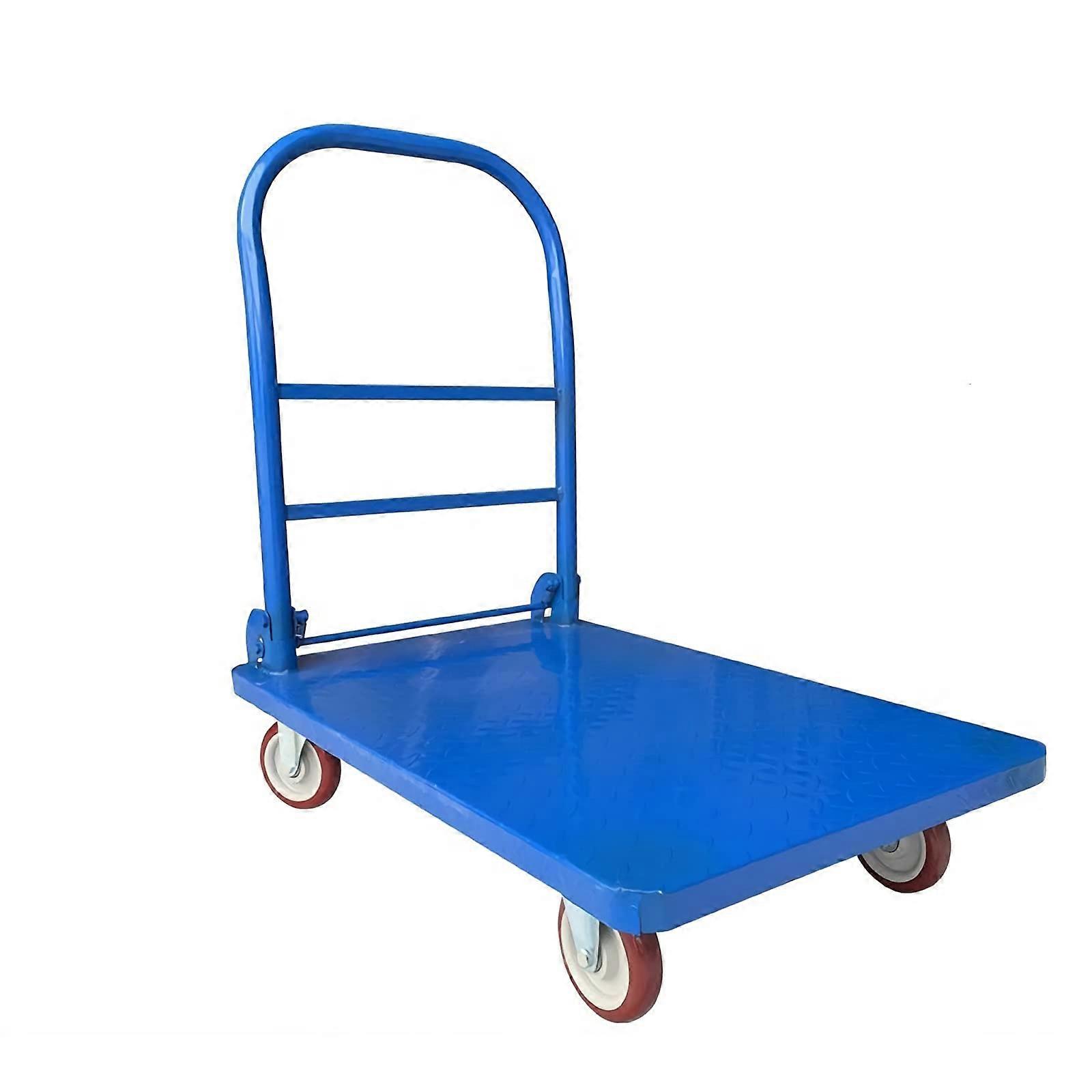 4 Wheel Flatbed Trolley with Folding Handle, Load Capacity (880lb)