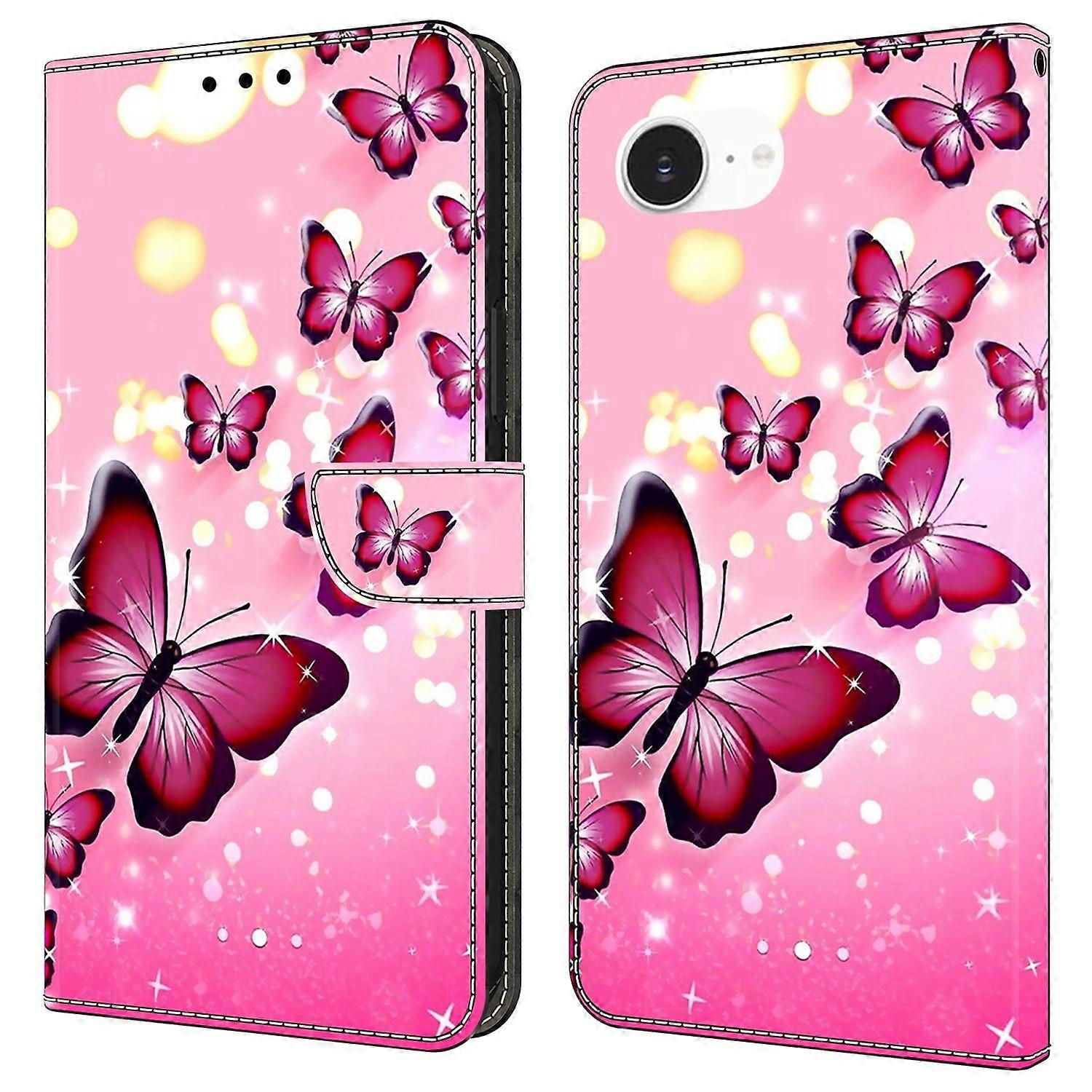 For iPhone 16e Case Wallet Stand Pattern Printing PU Leather Flip Phone Cover