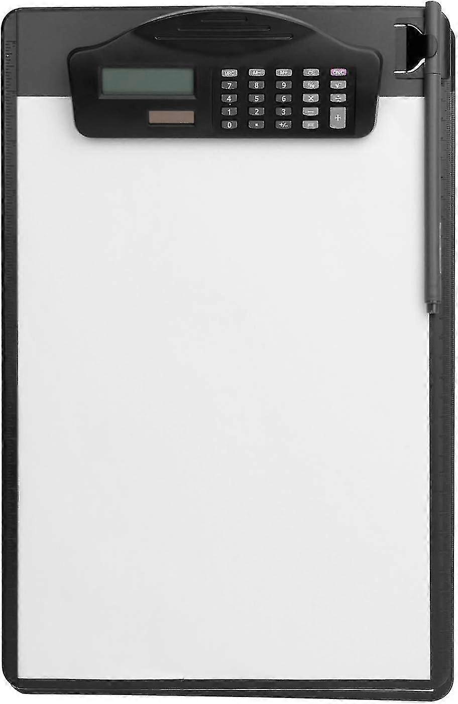 A4 Desk Writing Pad with Pen Hole Clipboard and Calculator for Office and Home (Black)
