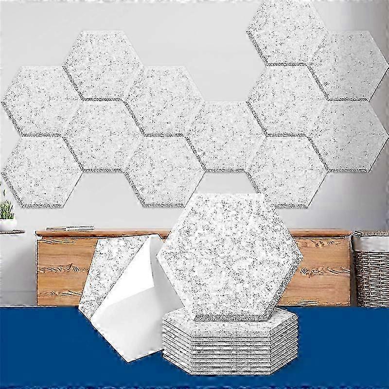 12 Pack Self Adhesive Acoustic Panels, 14 x 12 x 0.4inch Soundproof Panels, Hexagon Sound Absorbing Panels Gray