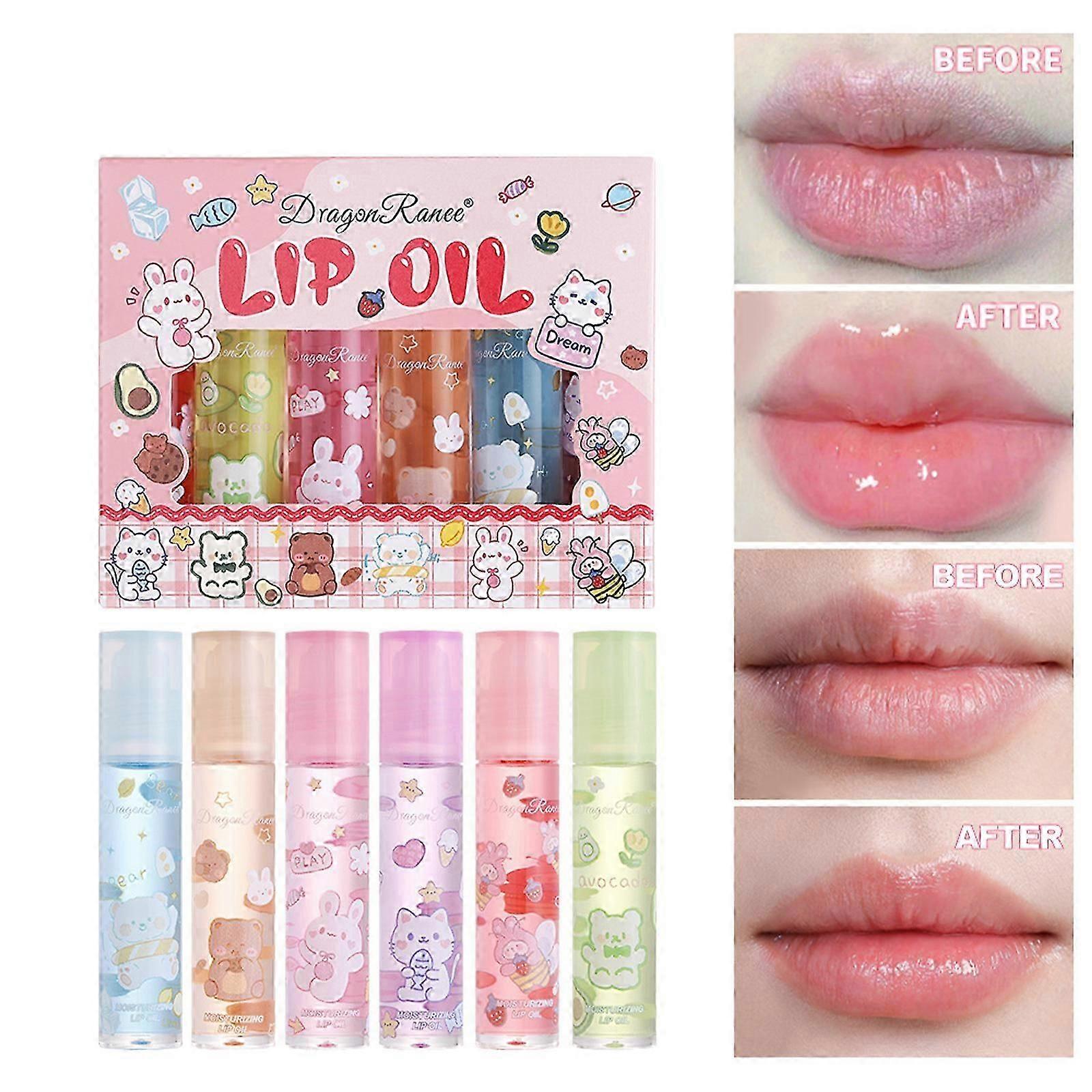 6 Color Lip Gloss Set, Lip Balm Set, Cute Lip Oil Set, Ενυδατικό Lip Oil