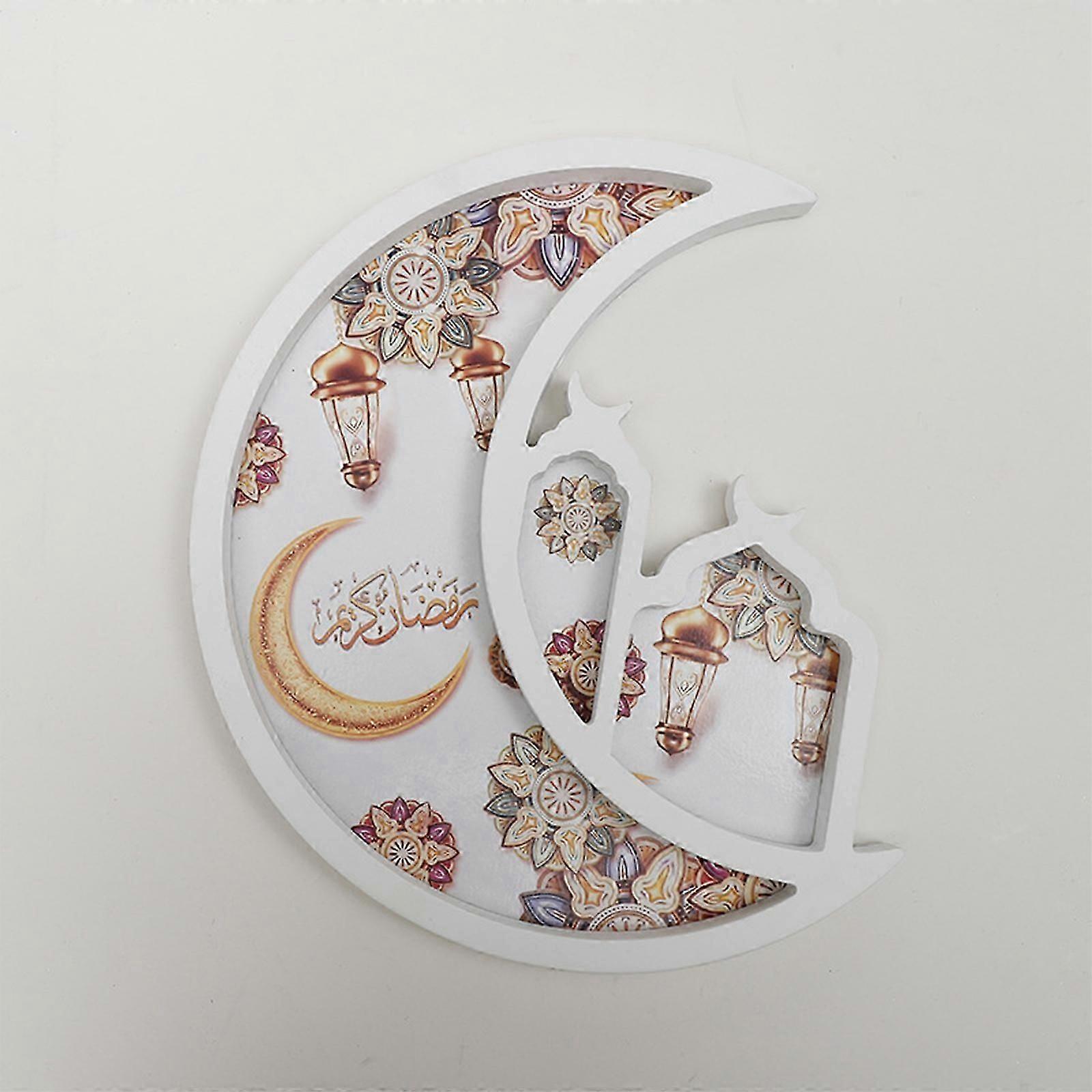 زينة العيد ، صينية العيد ، صينية نجمة القمر في رمضان ، ديكور طاولة المنزل ، صينية تقديم خشبية ، طبق تقديم بسكويت الوجبات الخفيفة
