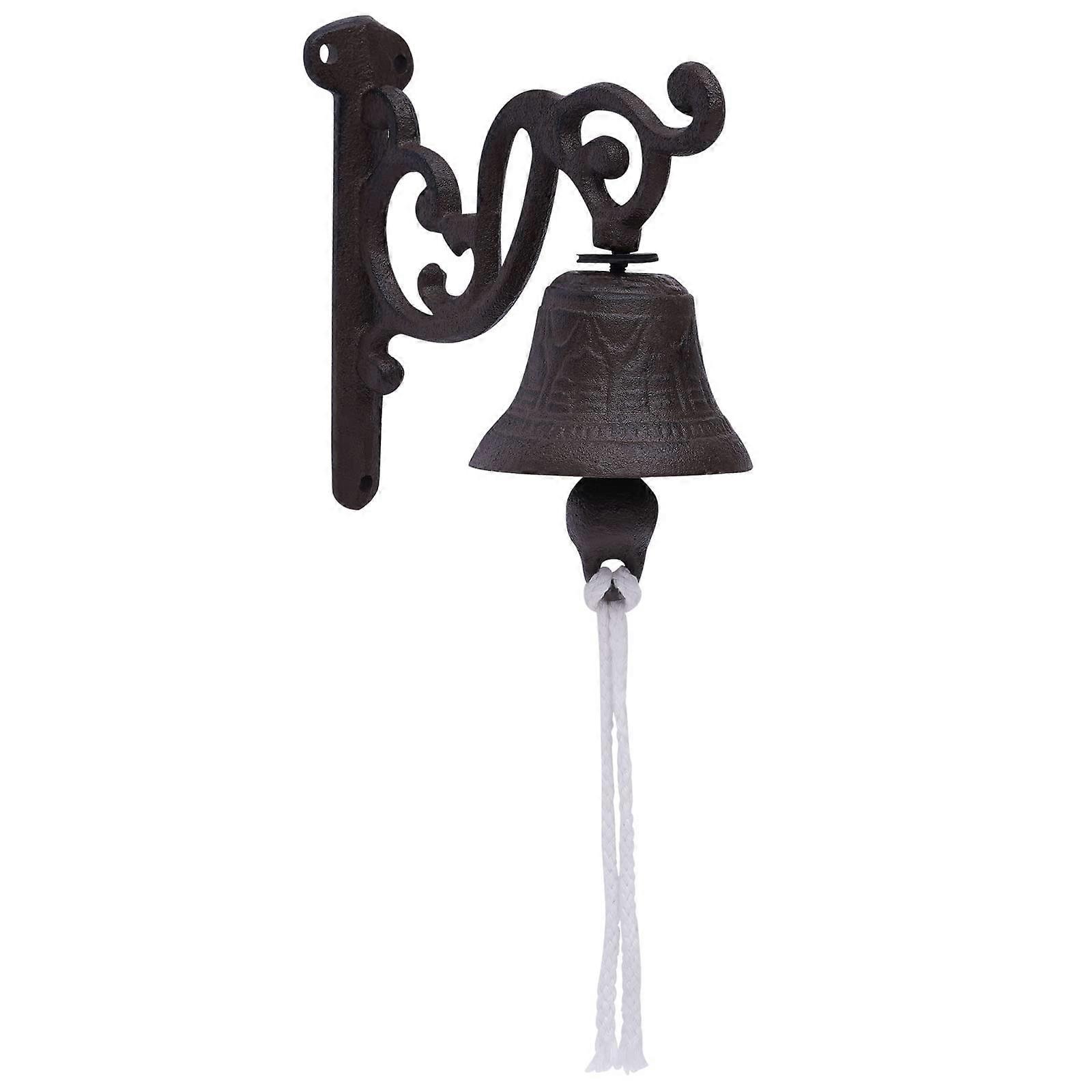 Rustic Cast Iron Bell with Captains Bell for Rustic Wall Art, Bronze Imitation, Vintage Wall Mounting, Rustic, Black (13.5 x 13.5 cm)