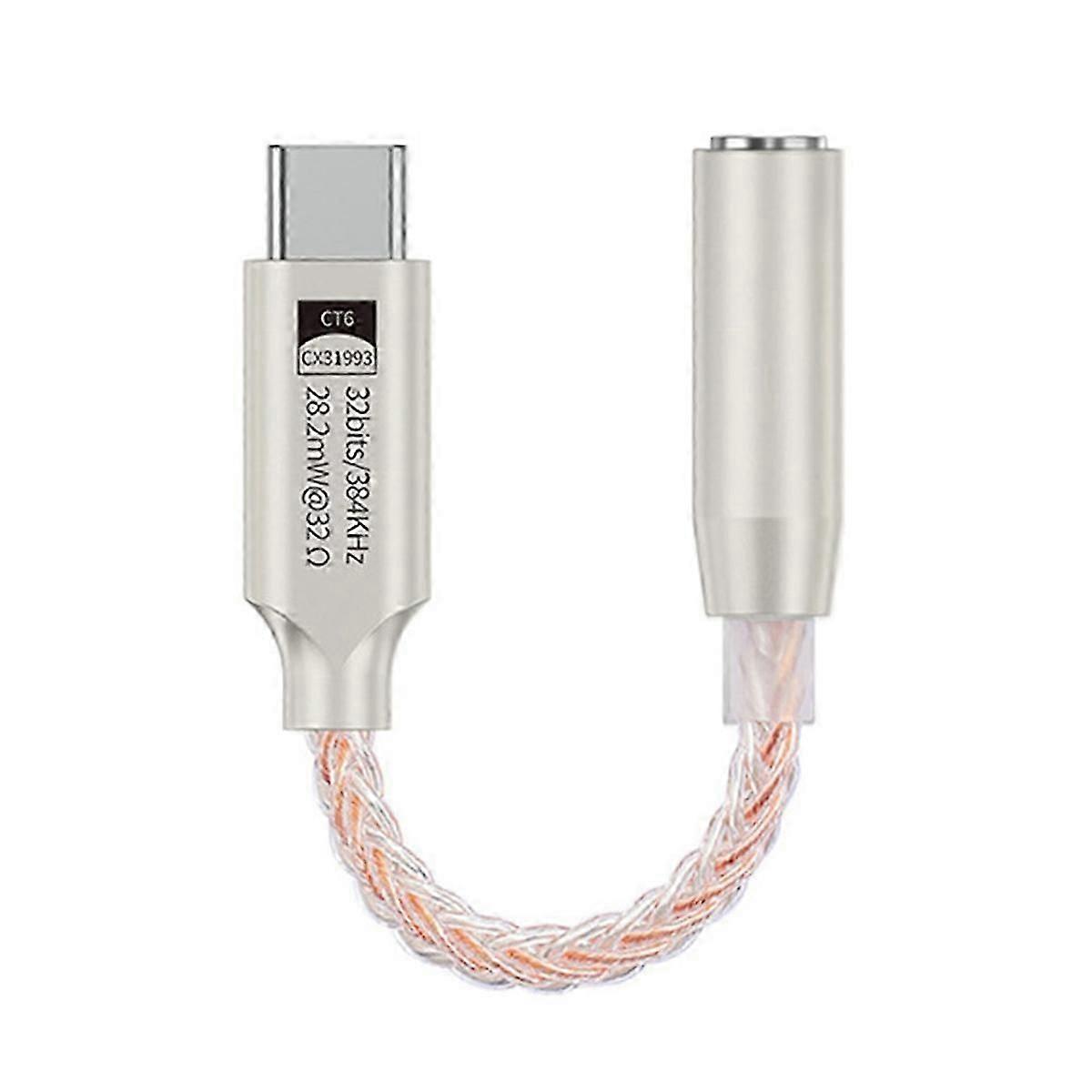 32Bit 384KHz HiFi USB Typ C auf 3,5mm Audio Adapter Hi-Res DAC Digital Audio Decoder Kopfhörerbuchse