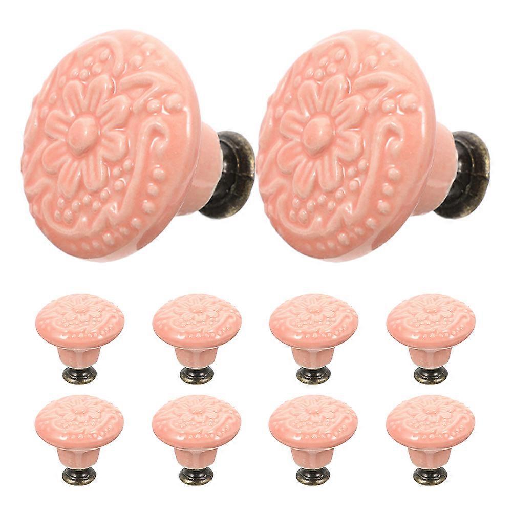 Retro Drawer Knobs Pink Ceramic Furniture Knob For Interior Decorators 10Pcs