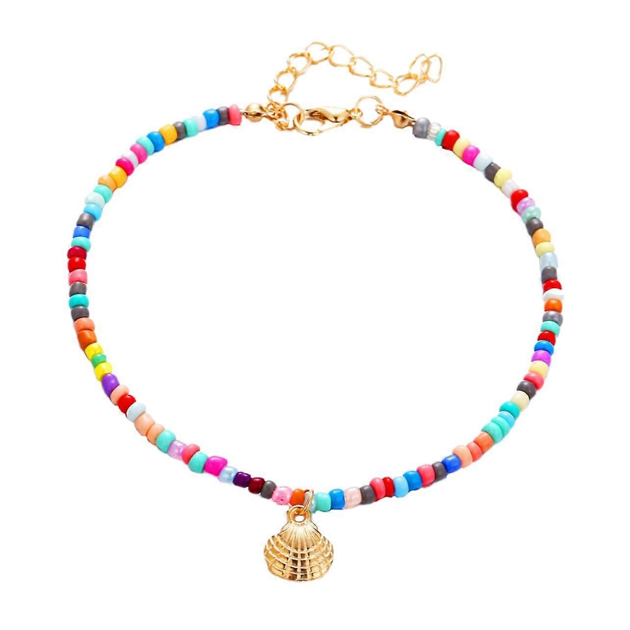 Pearl Anklets 2-Piece Set With Star Charm Pendant, Multicolor Bead Anklets, Adjustable Length