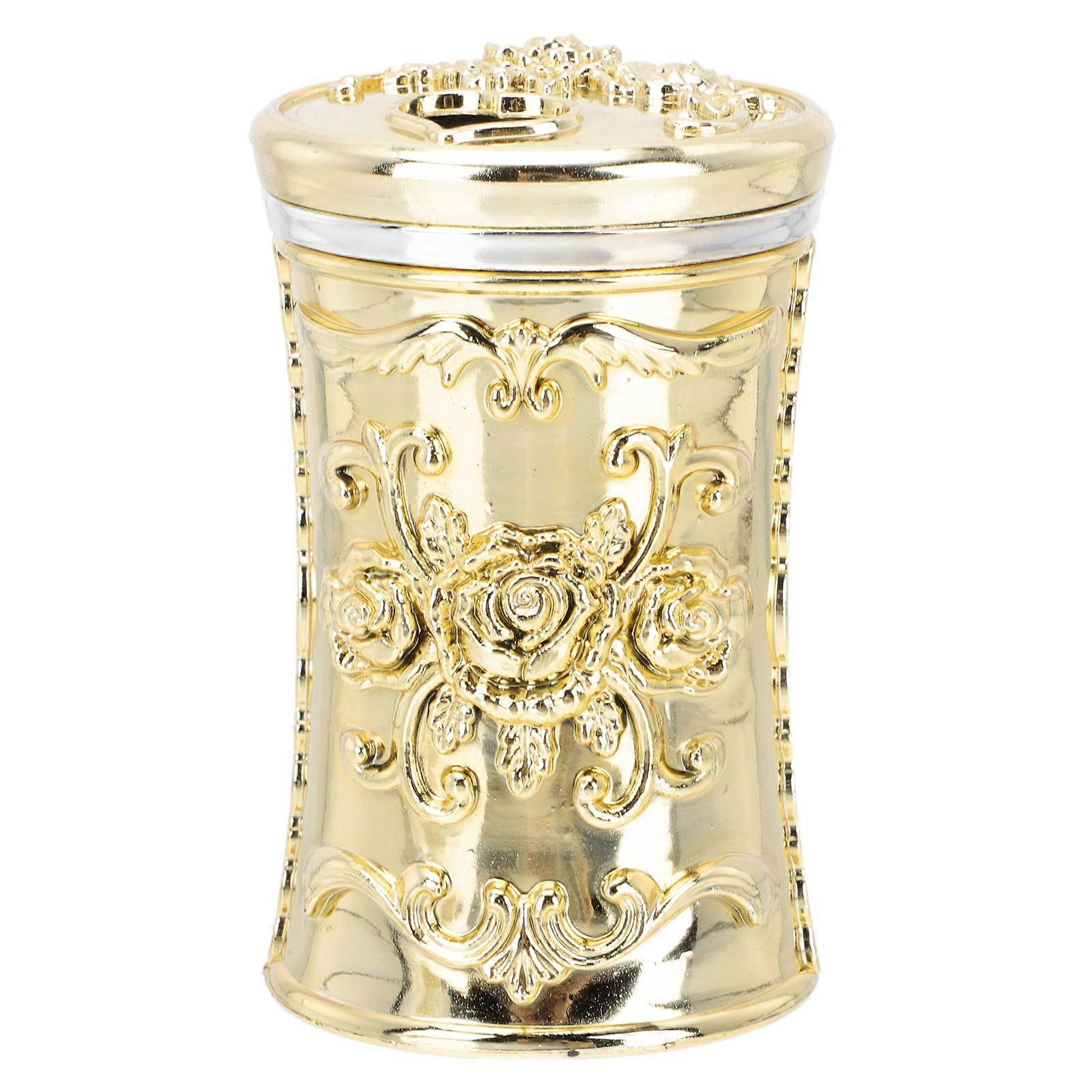 Golden Plastic Toothpick Holders with Rotary Button for Easy Storage Use Small Size