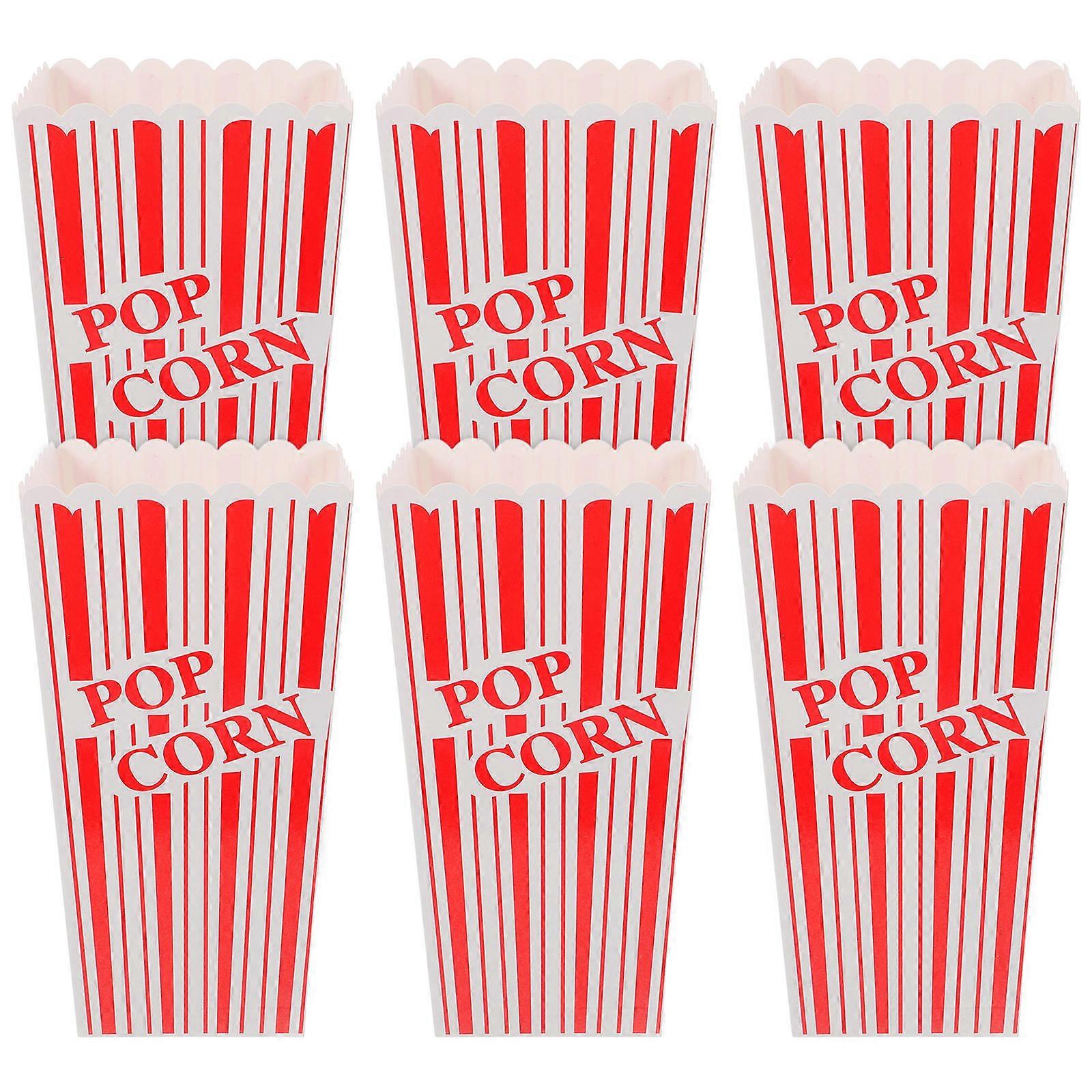 Snack Box Party Popcorn Cup Moisture Resistant White 19X10cm For Family Gathering 6Pcs