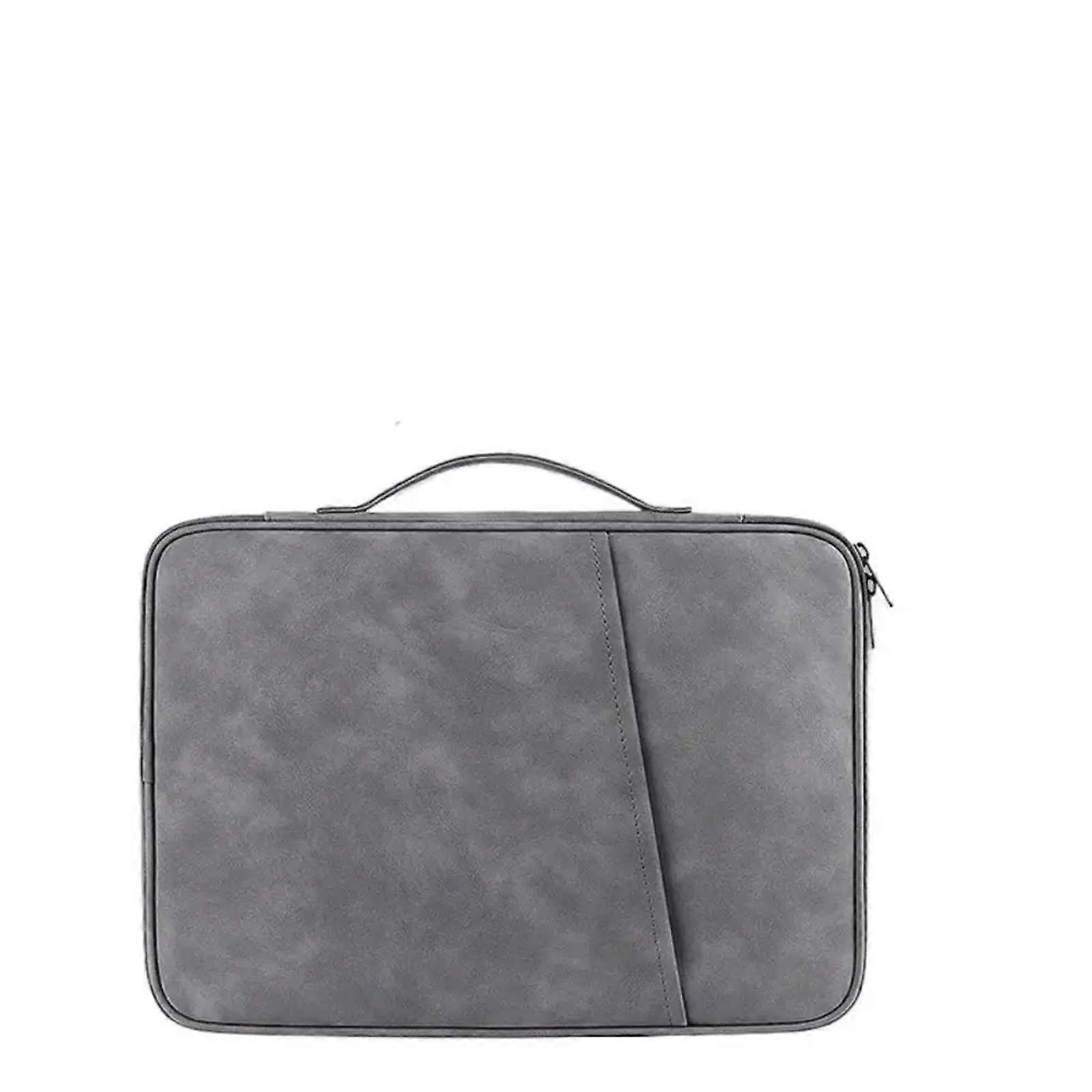 Laptop Bag 12.9-13-Inch Gray Plush-Lined Multi-Layer Tote For Laptop And Tablet