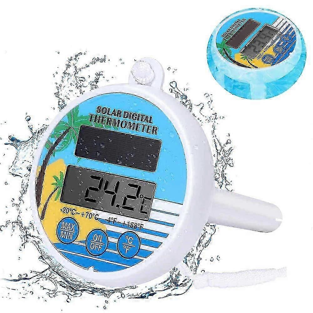 Digital Pool Thermometer Solar, Digital Swimming Pool Thermometer, Electronic Temperature Meter Solar Charging