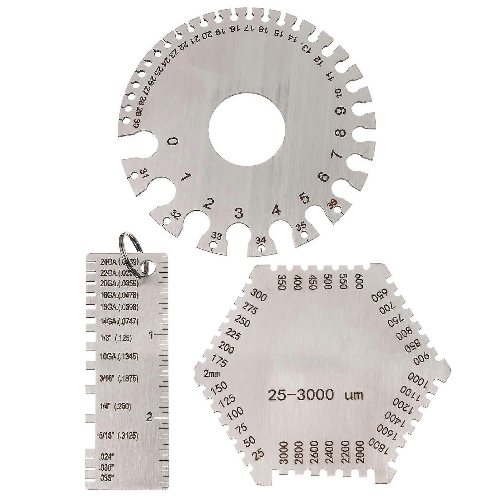 Hexagonal Thickness Gauge Accurate Measuring Metal Sheet Professionals 3Pcs