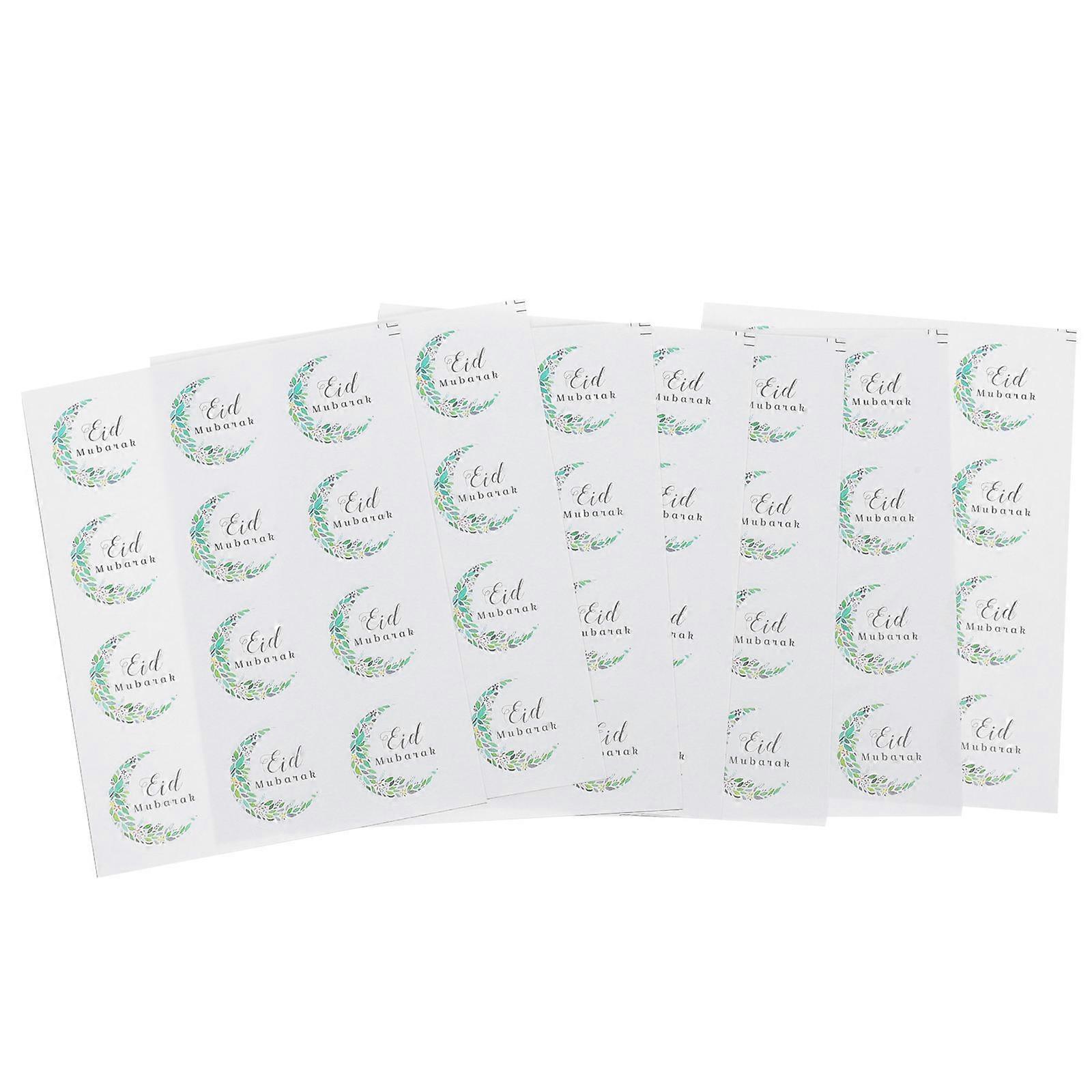 Eid Mubarak Label Stickers Decorative Gift Diy Labels Decals Square Adhesive Backing 20 Sheets