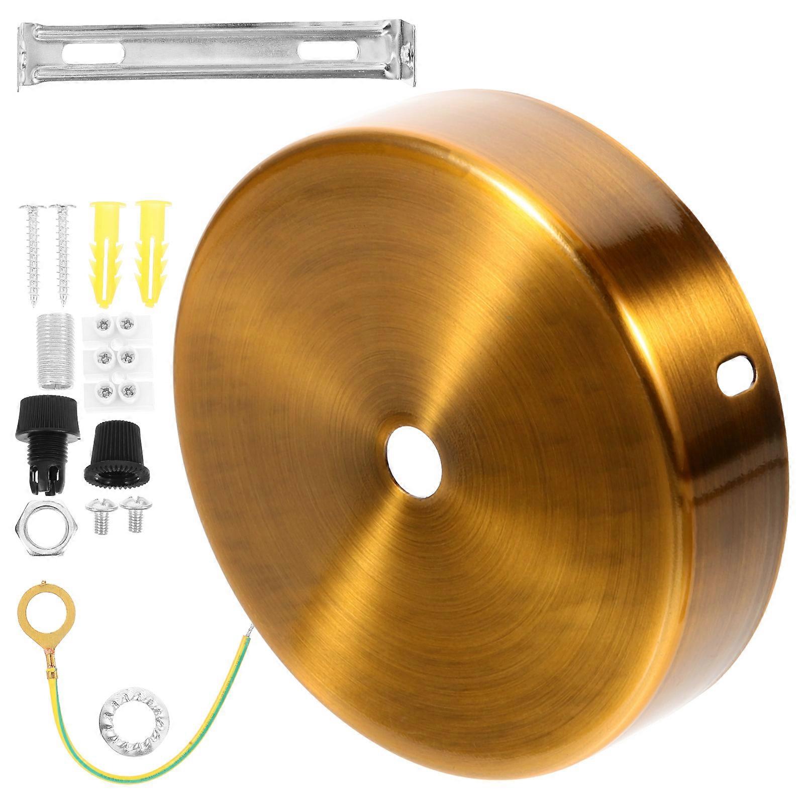 Golden Iron Ceiling Plate for Lamp Making Sturdy Electroplated Round Cover 1 Set