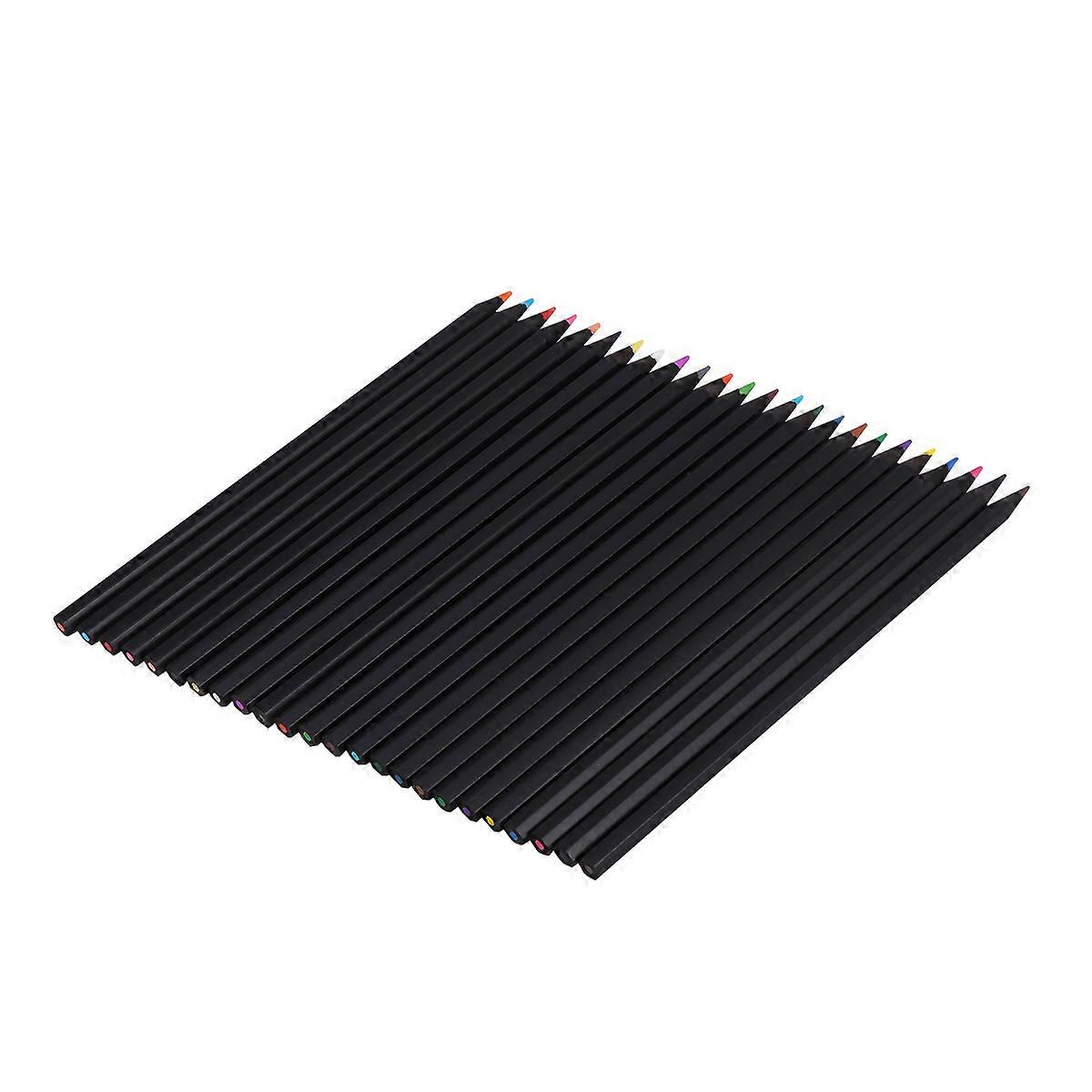 24 Color Pencils with Black Storage Box for Painting Art Projects at Home or School Ideal for Kids and Adults