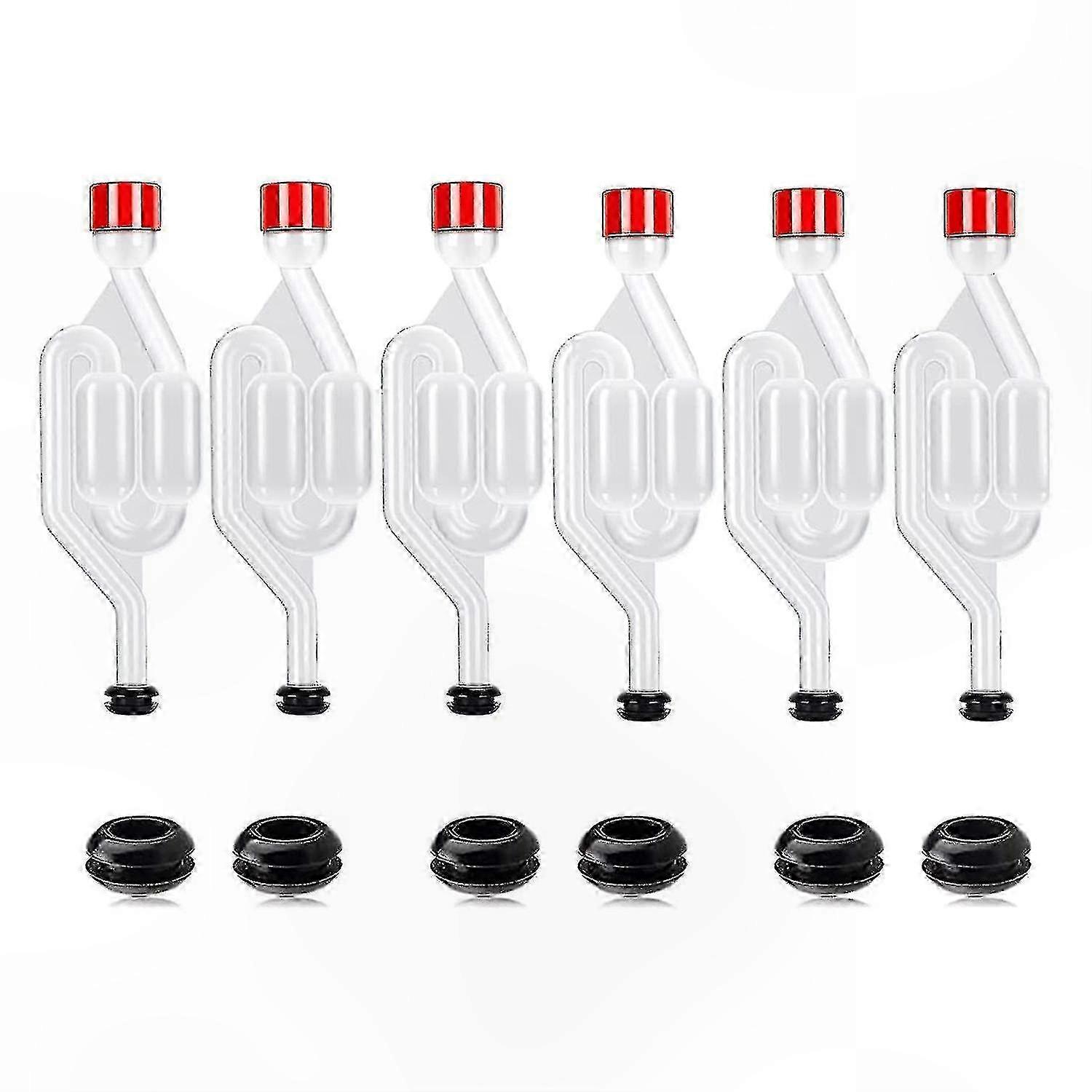 Fermentation Airlock Set with 12 Locks and 6 Rings for Wine and Beer Making