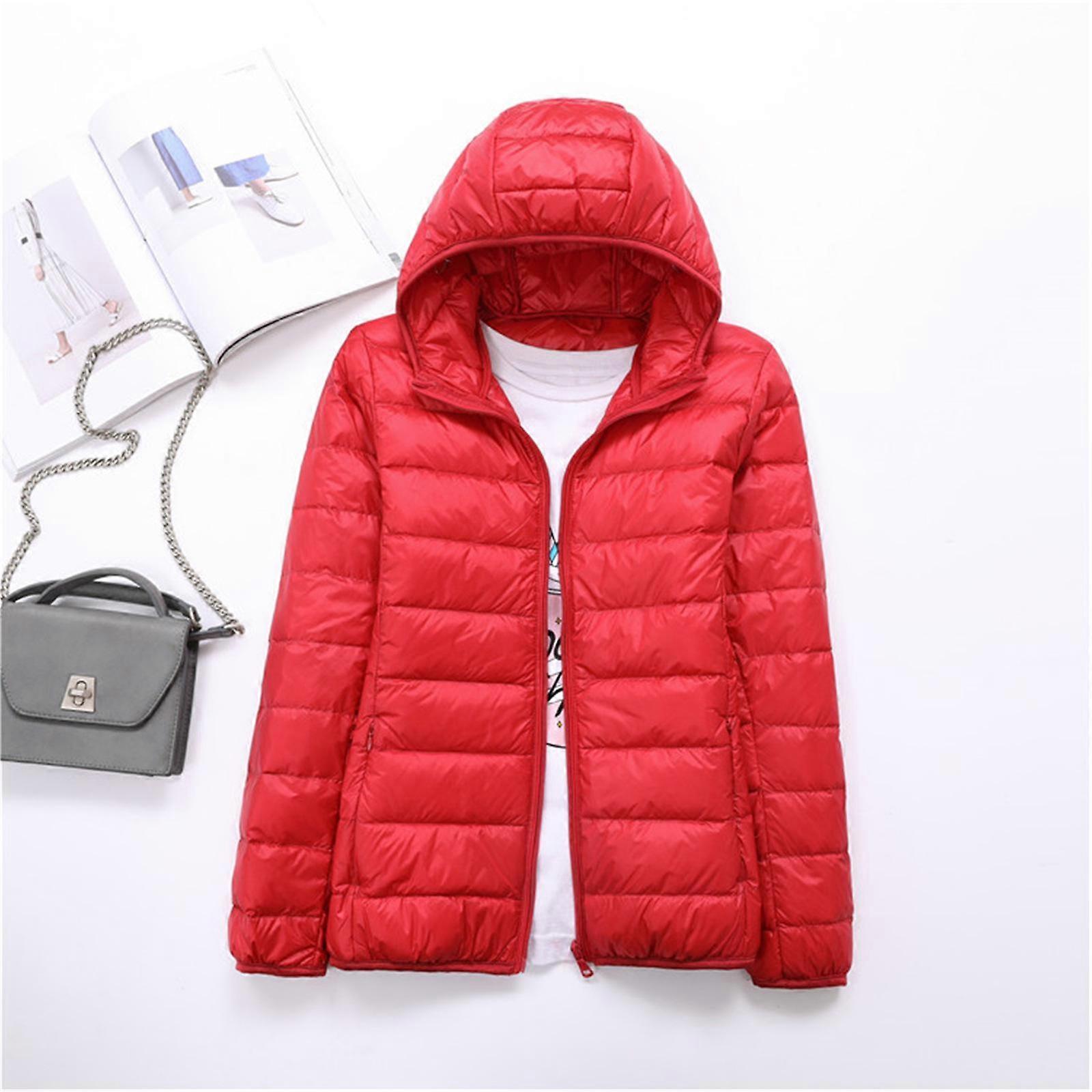 Women's Autumn and Winter Light Duck Down Jacket with Cap Wear Thin Plus Size Jacket