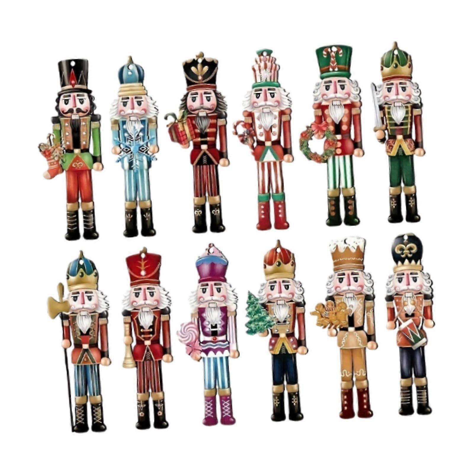 12-Piece Nutcracker Set Wooden Nutcracker Statues For Christmas Decor, Table And Shelf Home Decor, Party And Home