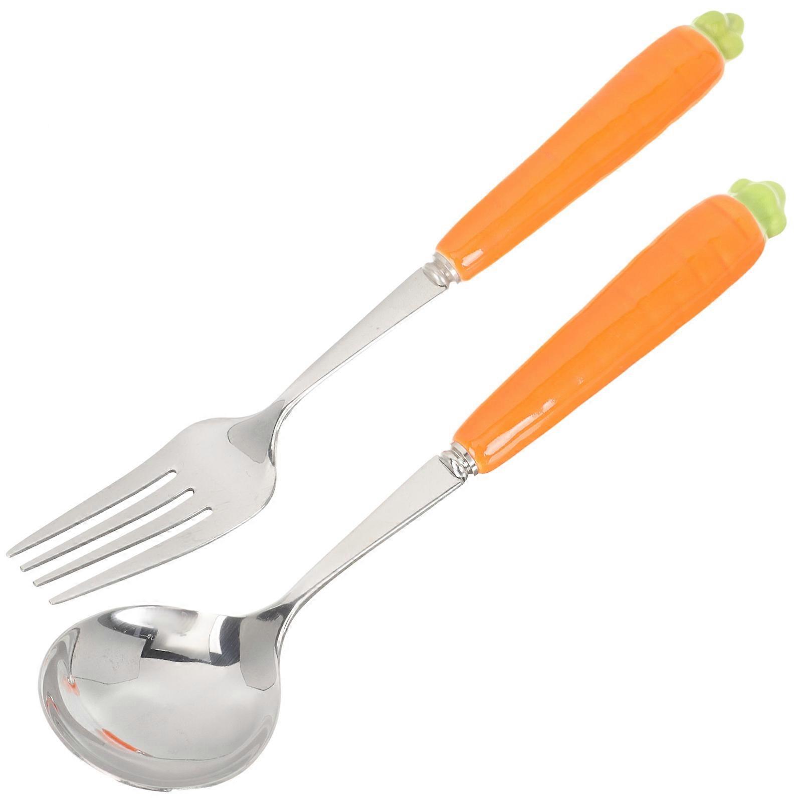 a refined and engaging product description based on your input:
**2pcs Easter Themed Adorable Cartoon Carrot Fork and Spoon Set**
Add a touch of