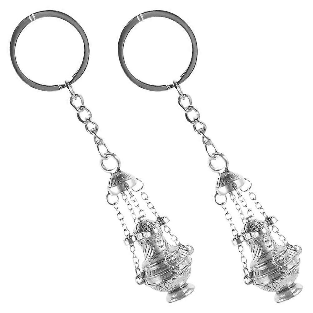 Elegant Metal Handbag Charm Keychain Silver Decorative Pendant for Car Keys and Bag Decor MultiFunctional Use 2pcs