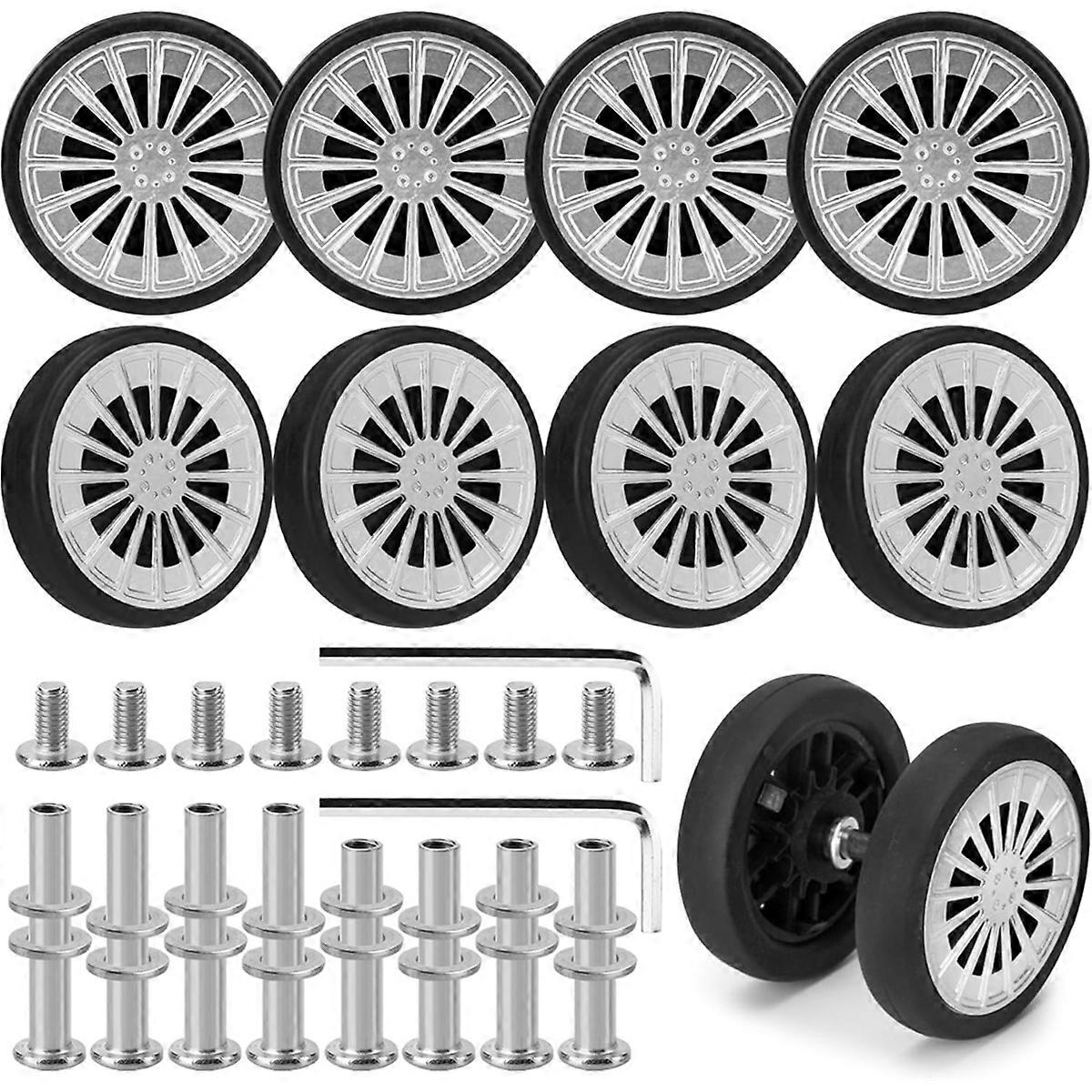 8 Pcs Luggage Wheels Replacement, 55mm/2.17in Suitcase Replacement Double Wheels, Casters Luggage R