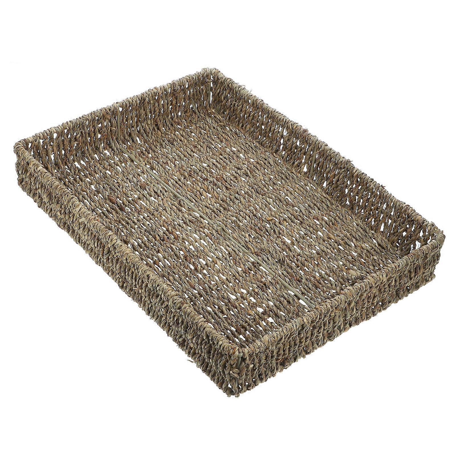 Light Brown Woven Desktop Storage Basket for Use – Multi Purpose Organizer Tray for Vegetables and General Storage