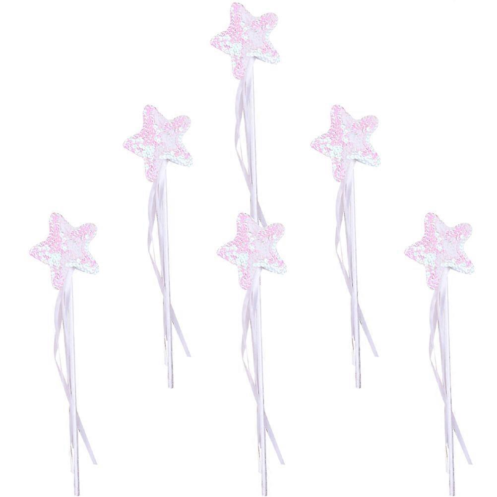 6pcs Sequin Star Fairy Wands Glittery Performance Props, Party Favors for Birthdays, Dance & Photography Adorable Accessories for Boys